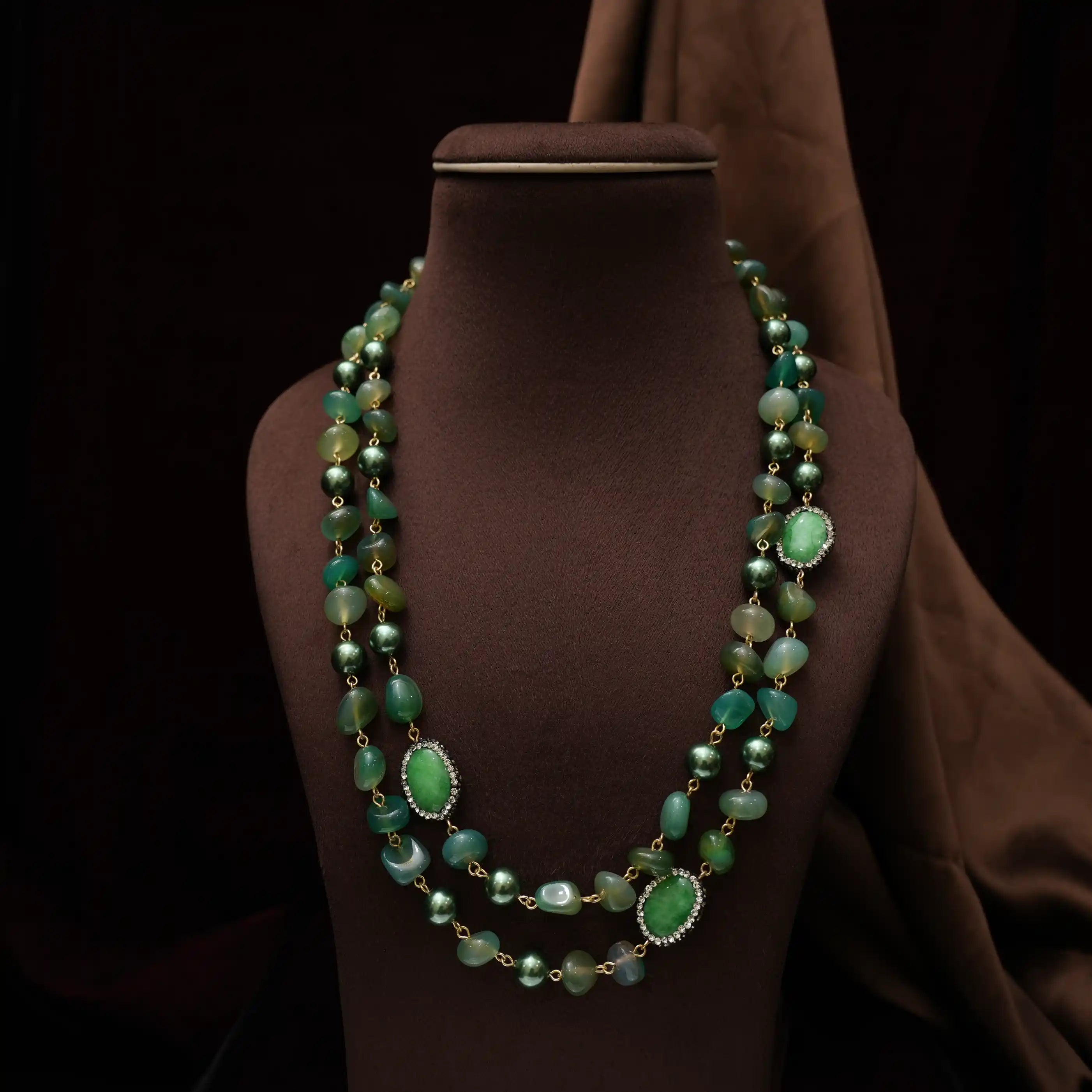 Gopika Beaded Necklace - Forest Green
