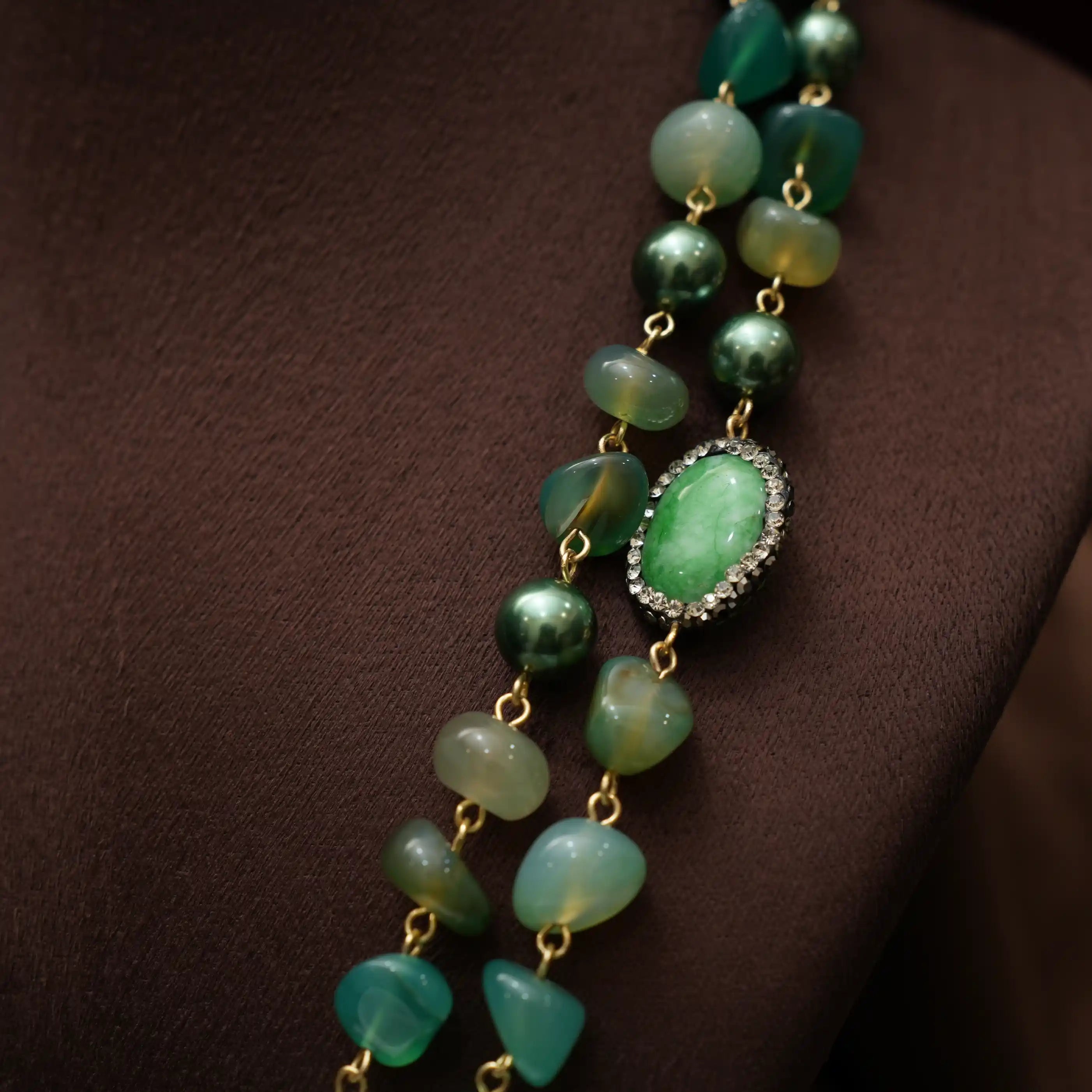 Gopika Beaded Necklace - Forest Green