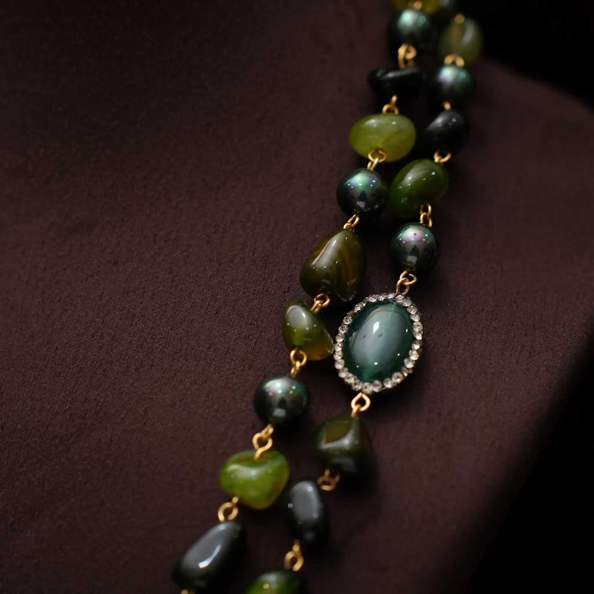 Gopika Beaded Necklace - Olive Green