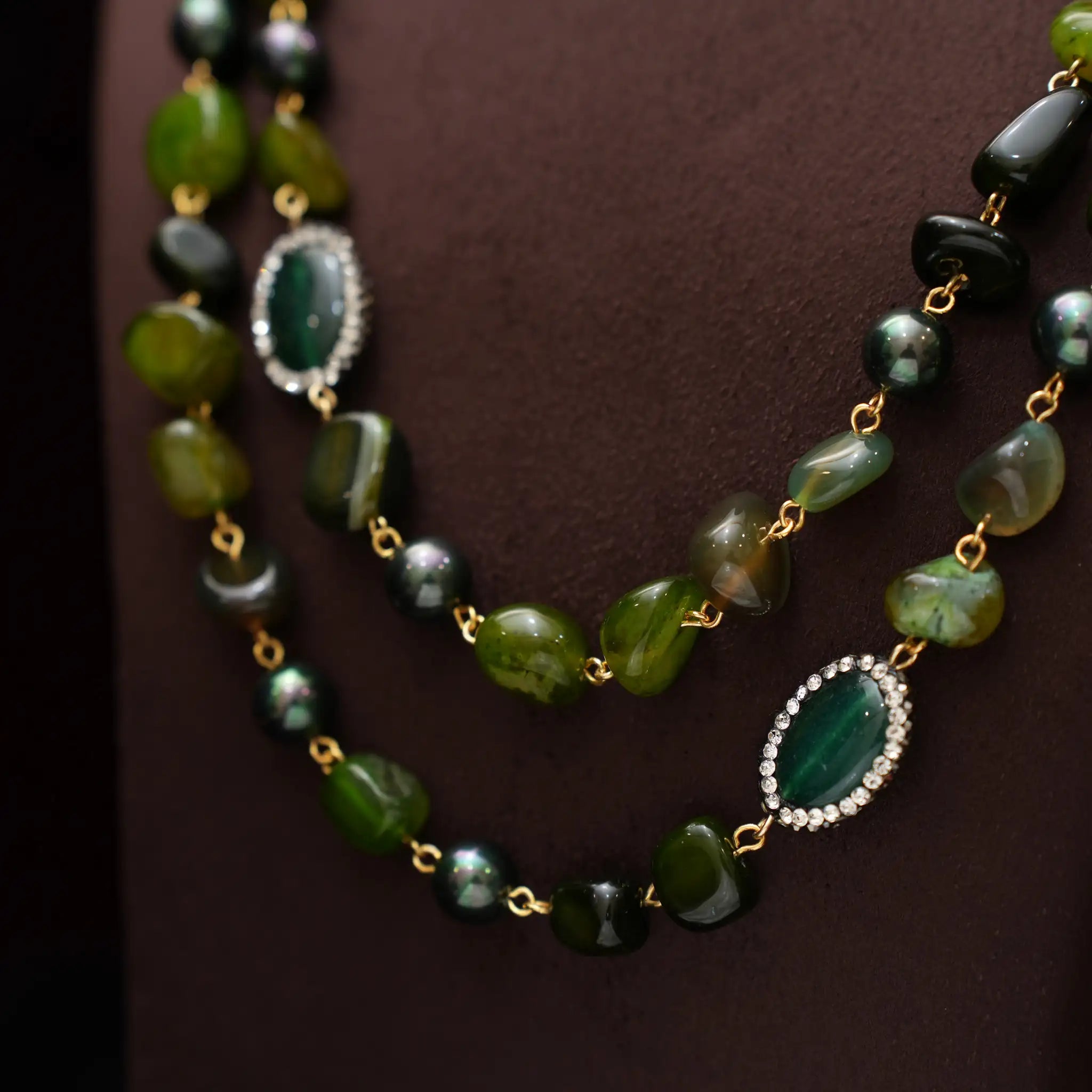 Gopika Beaded Necklace - Olive Green