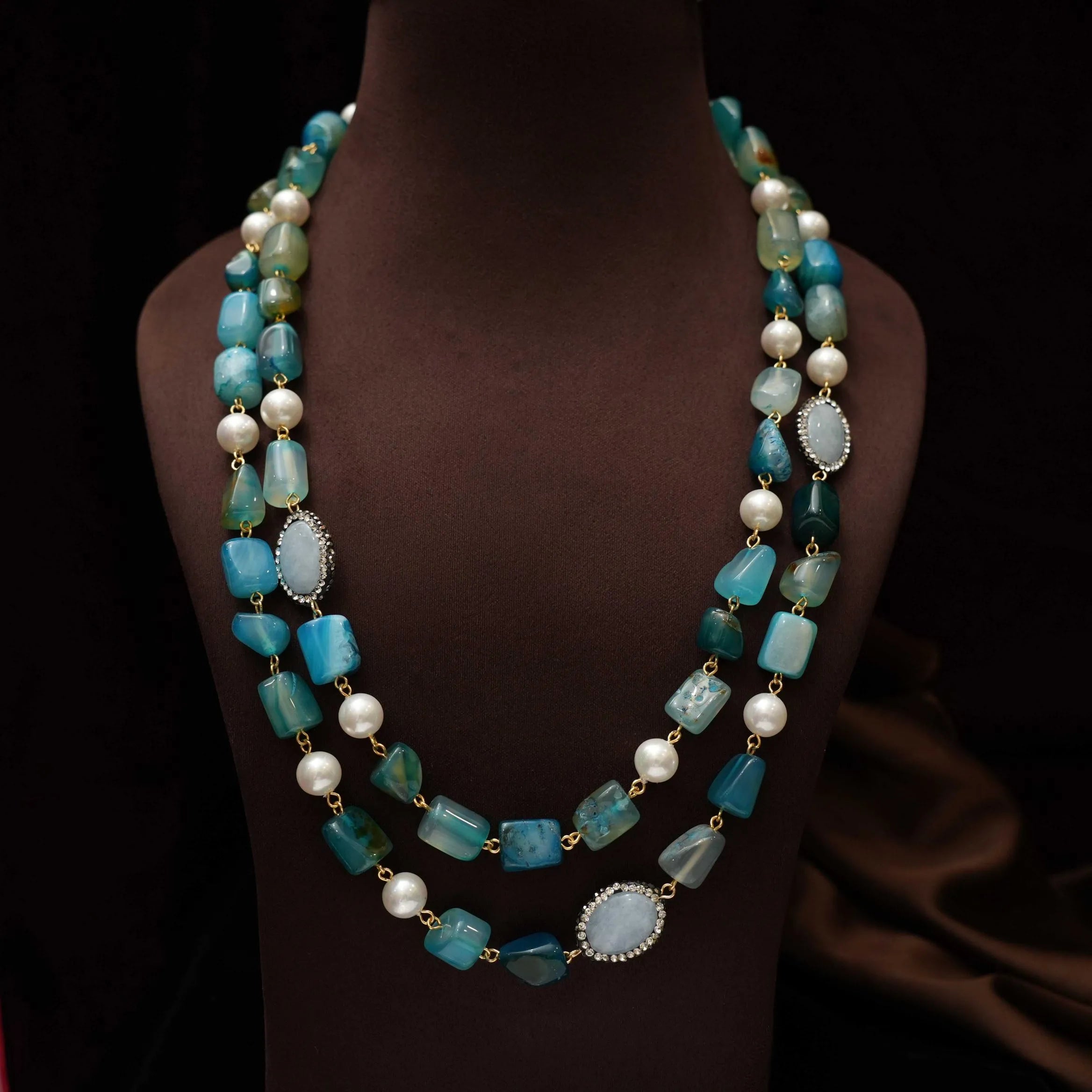 Gopika Beaded Necklace - Pastel Blue