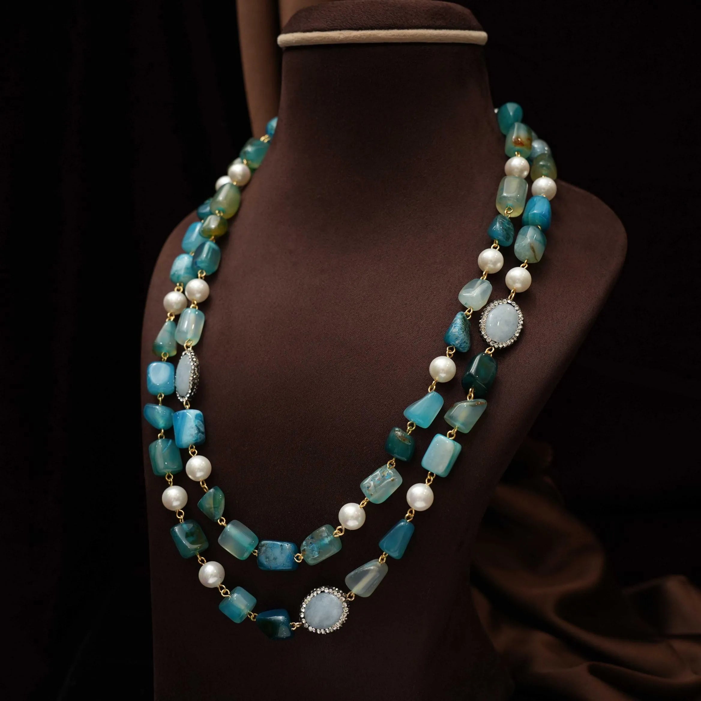 Gopika Beaded Necklace - Pastel Blue