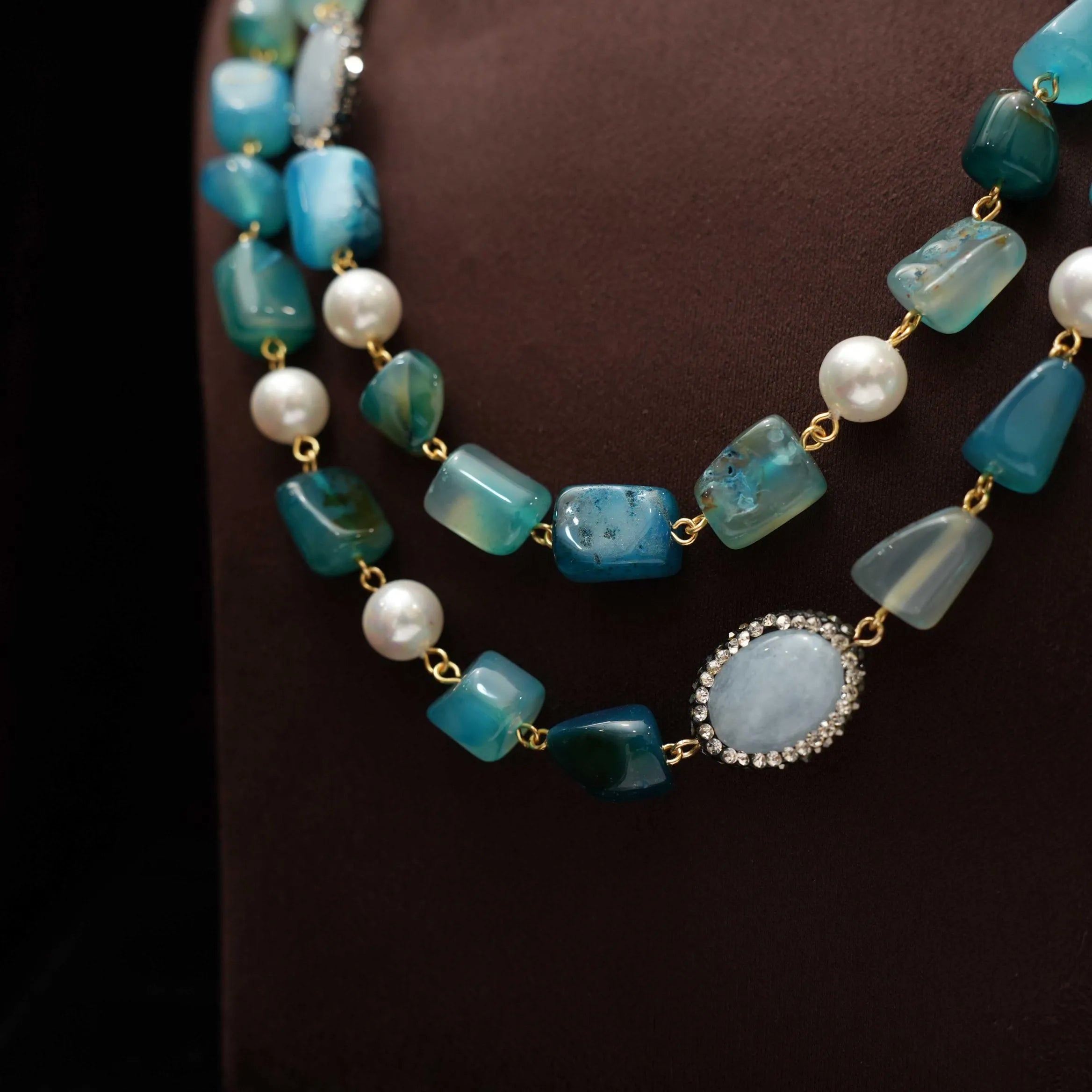 Gopika Beaded Necklace - Pastel Blue