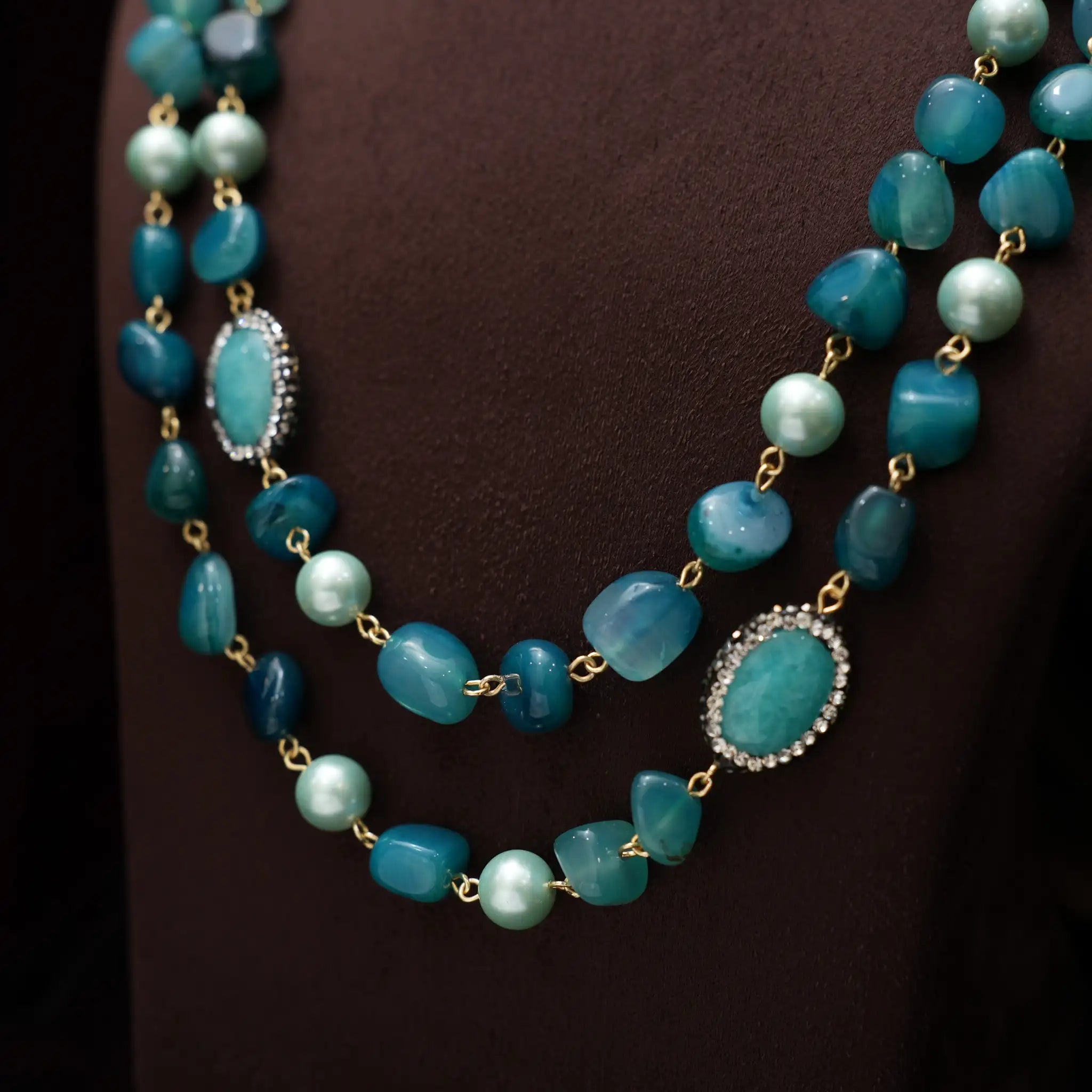 Gopika Beaded Necklace - Pastel Blue