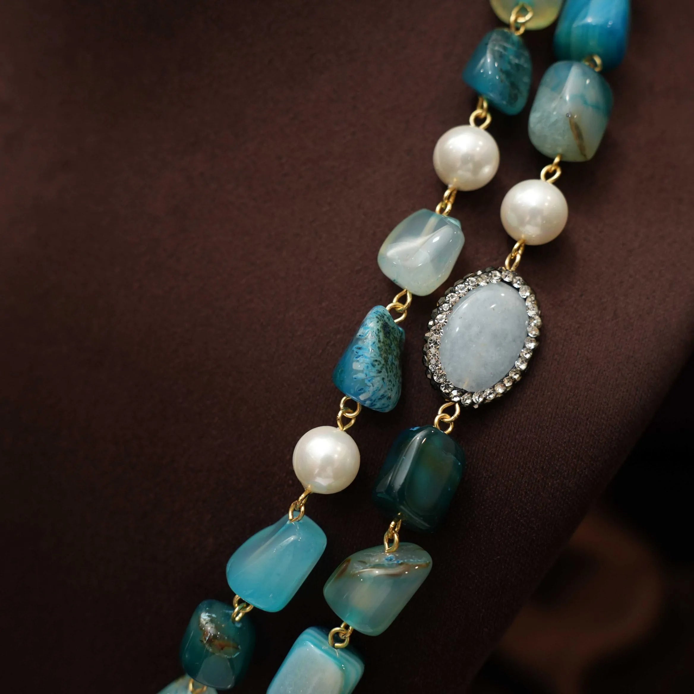 Gopika Beaded Necklace - Pastel Blue