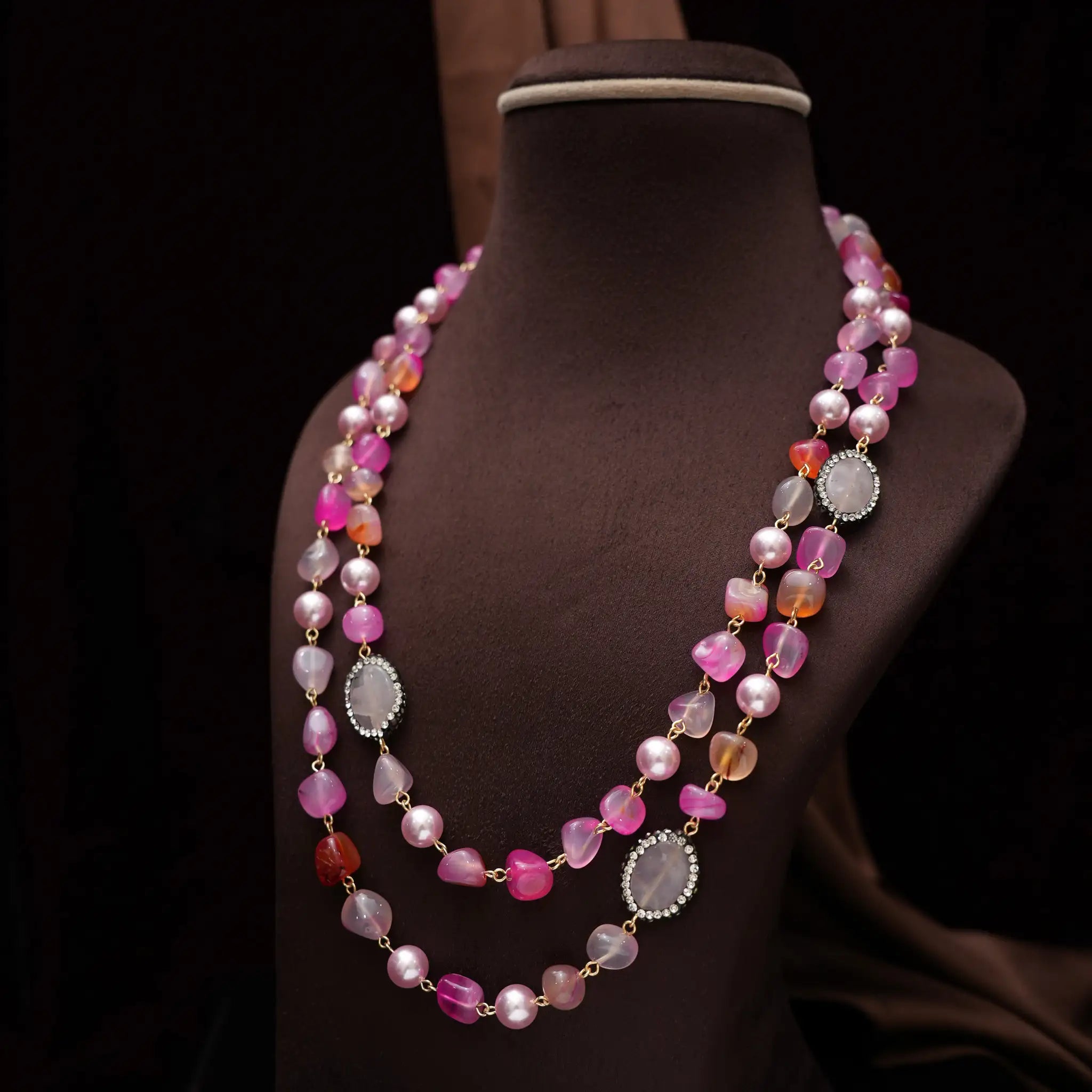 Gopika Beaded Necklace - Pink