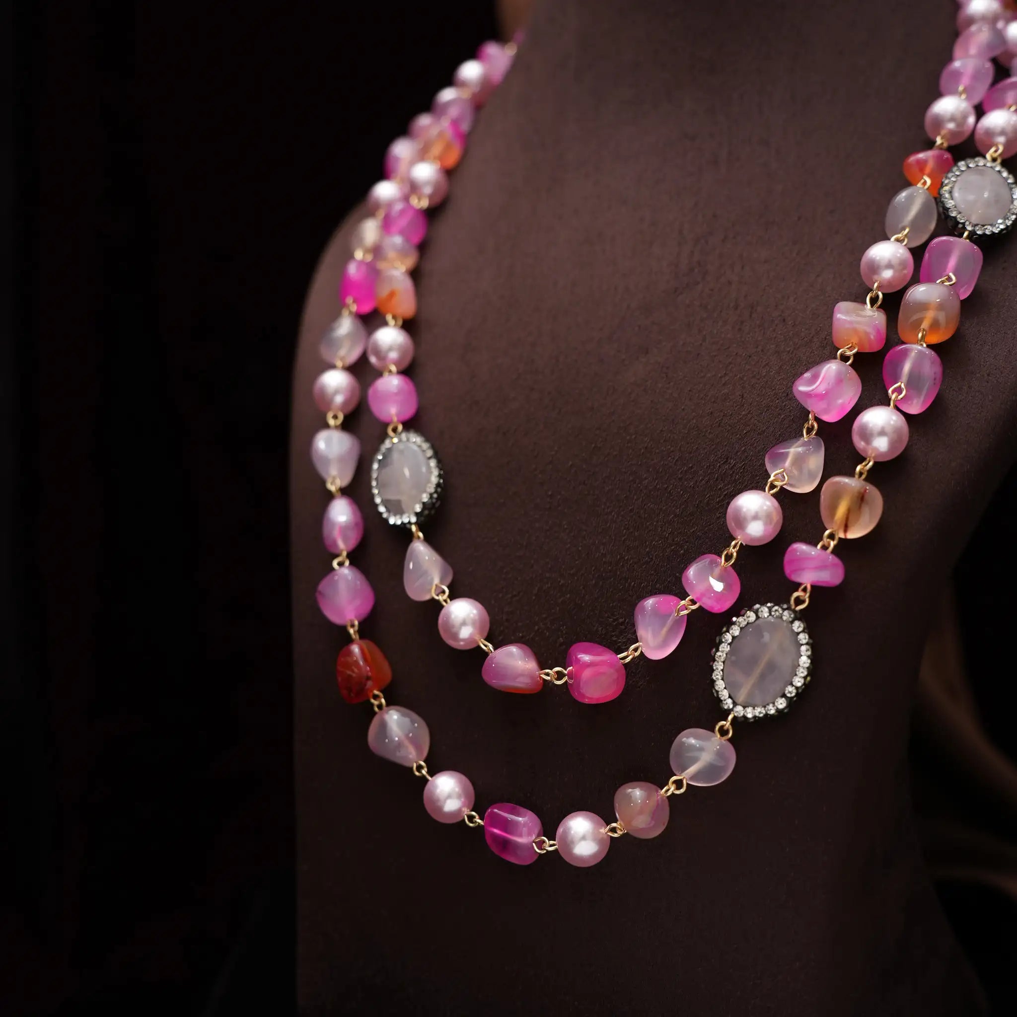 Gopika Beaded Necklace - Pink