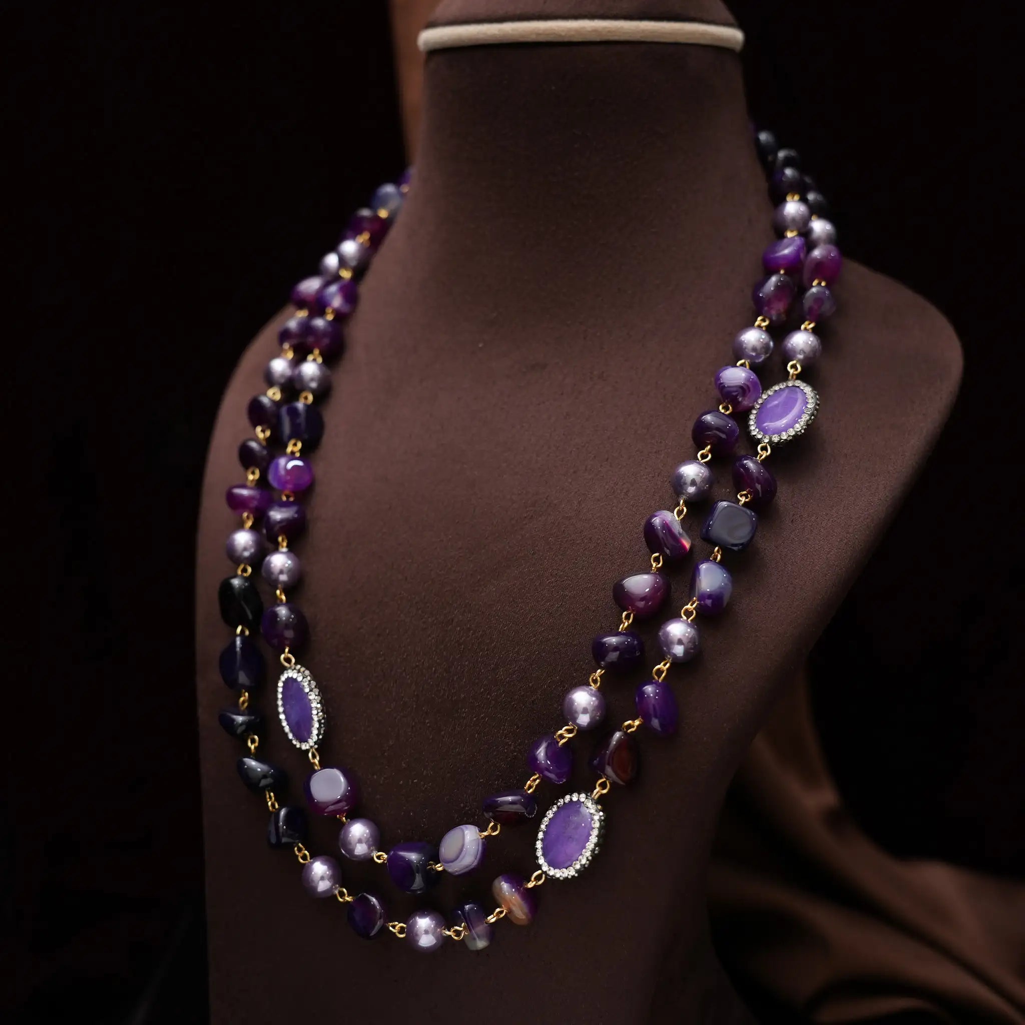 Gopika Beaded Necklace - Purple