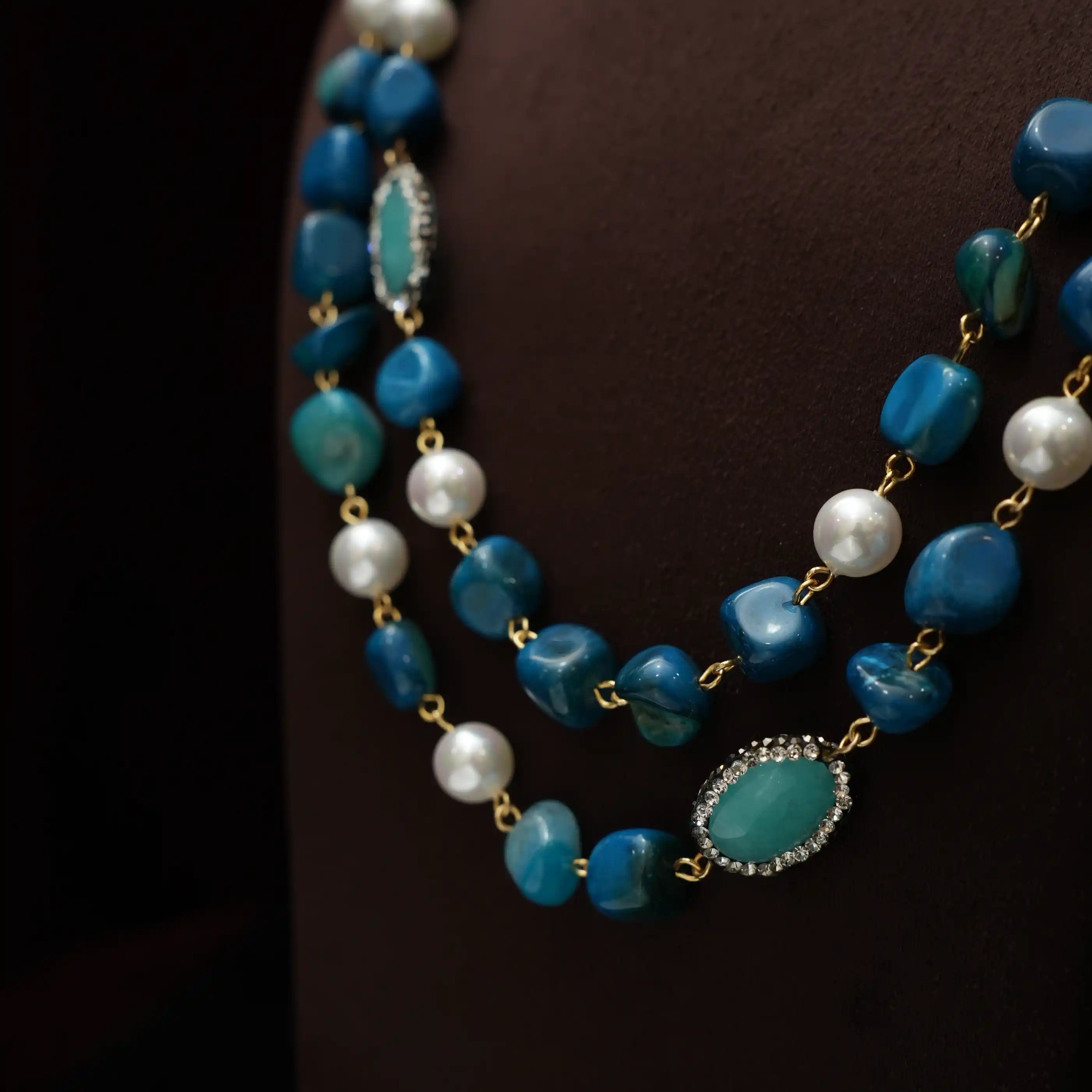 Gopika Beaded Necklace - Turquoise Blue