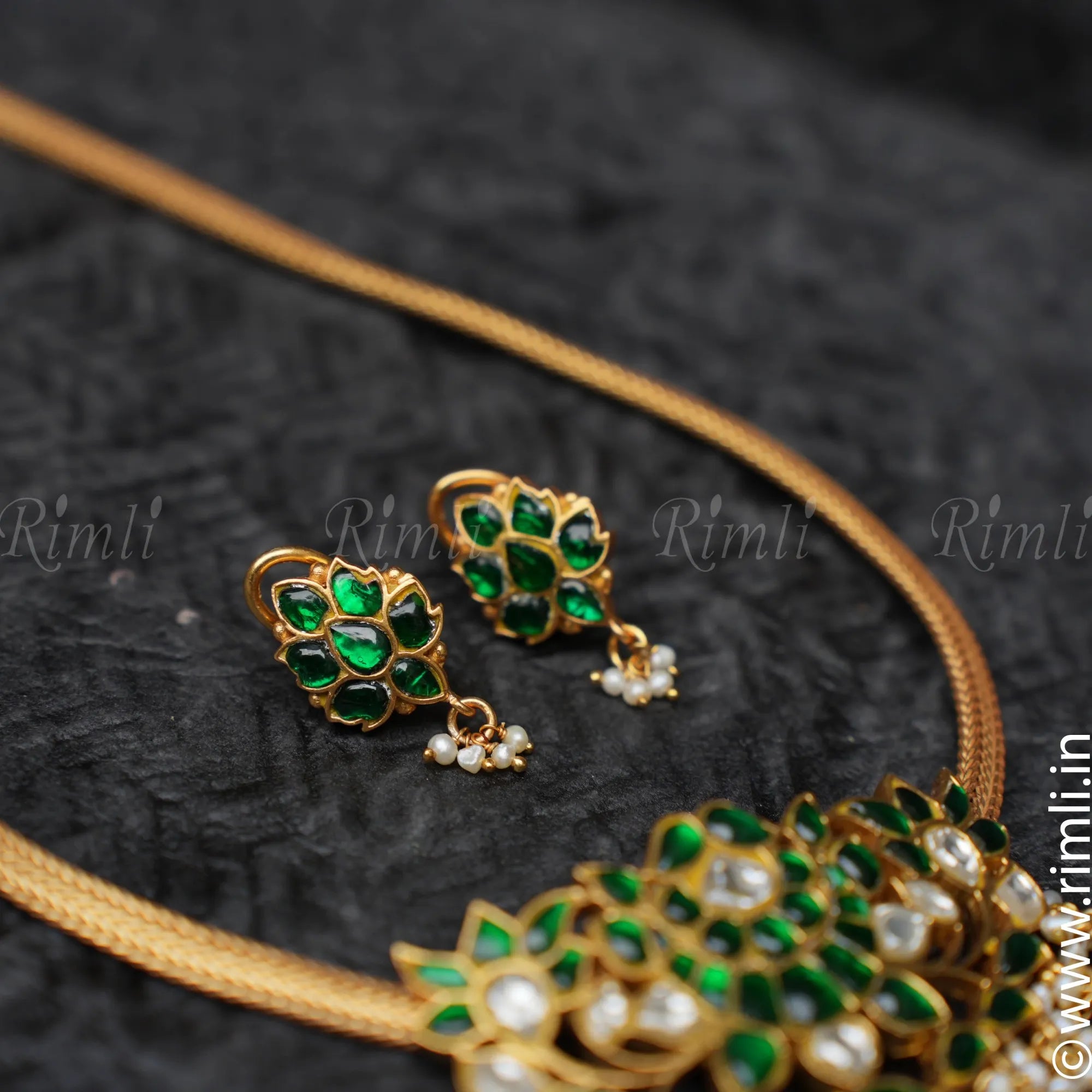 Green Silver Necklace Set - Rimli Boutique