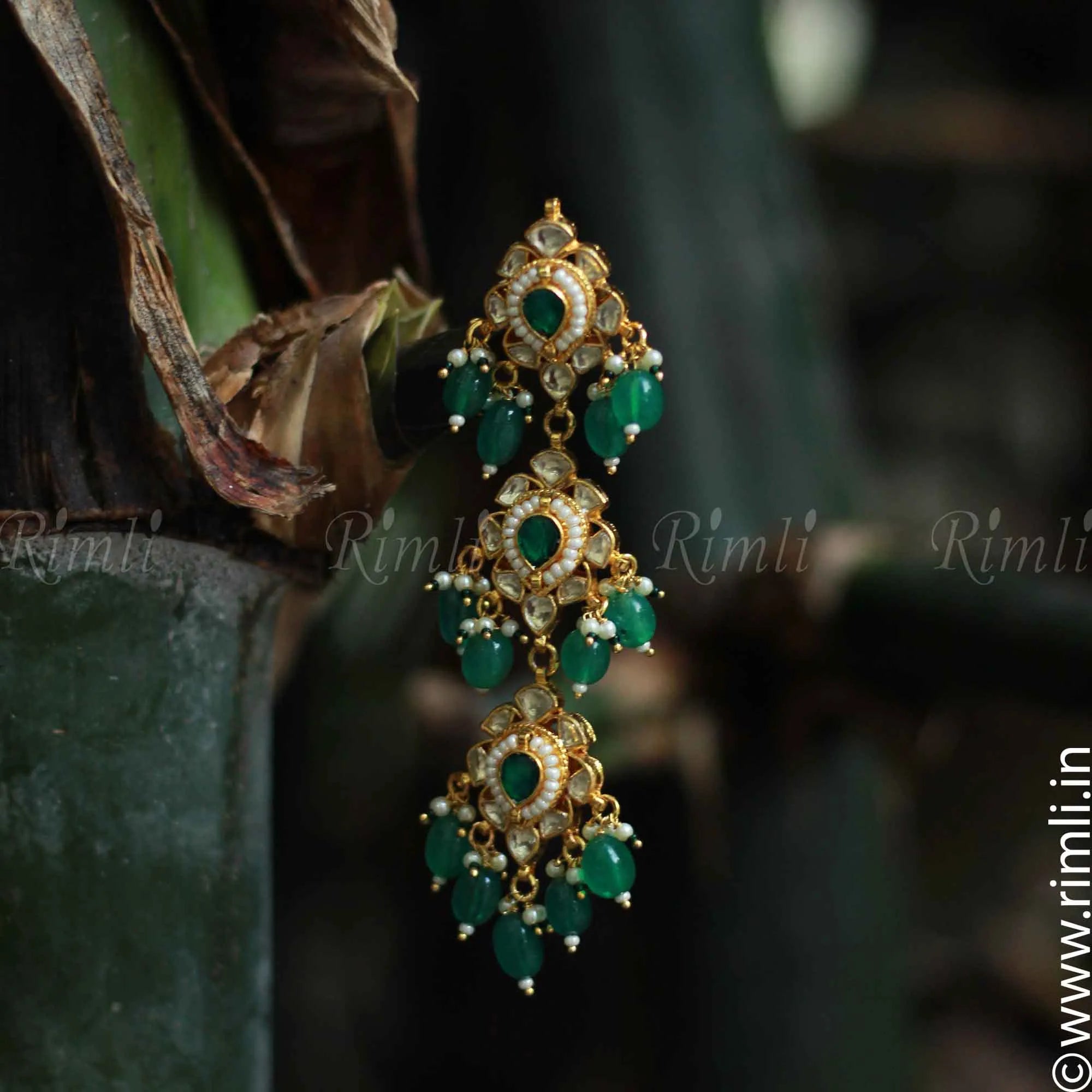 Green Polki Earrings