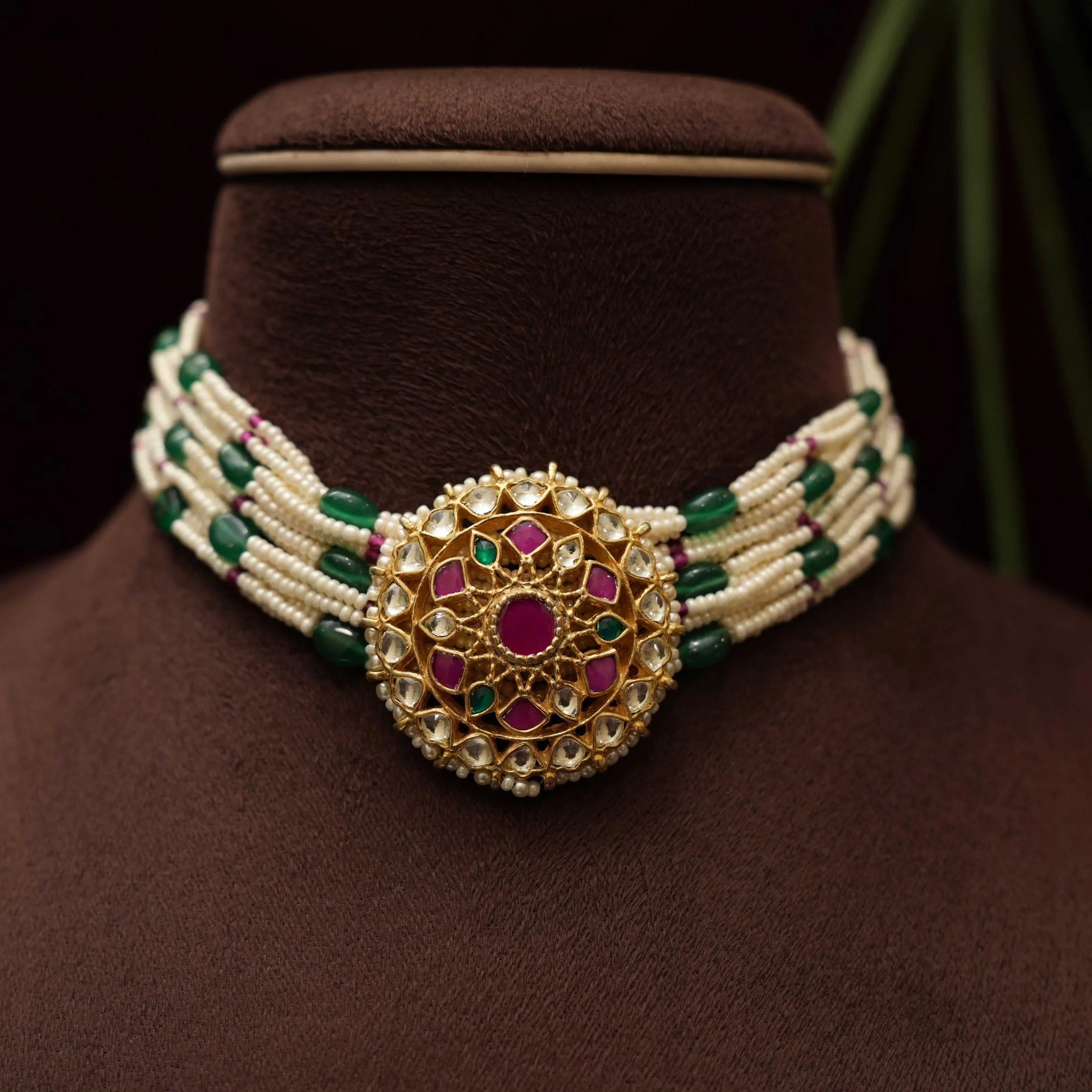 Greesha Pearl Polki Choker