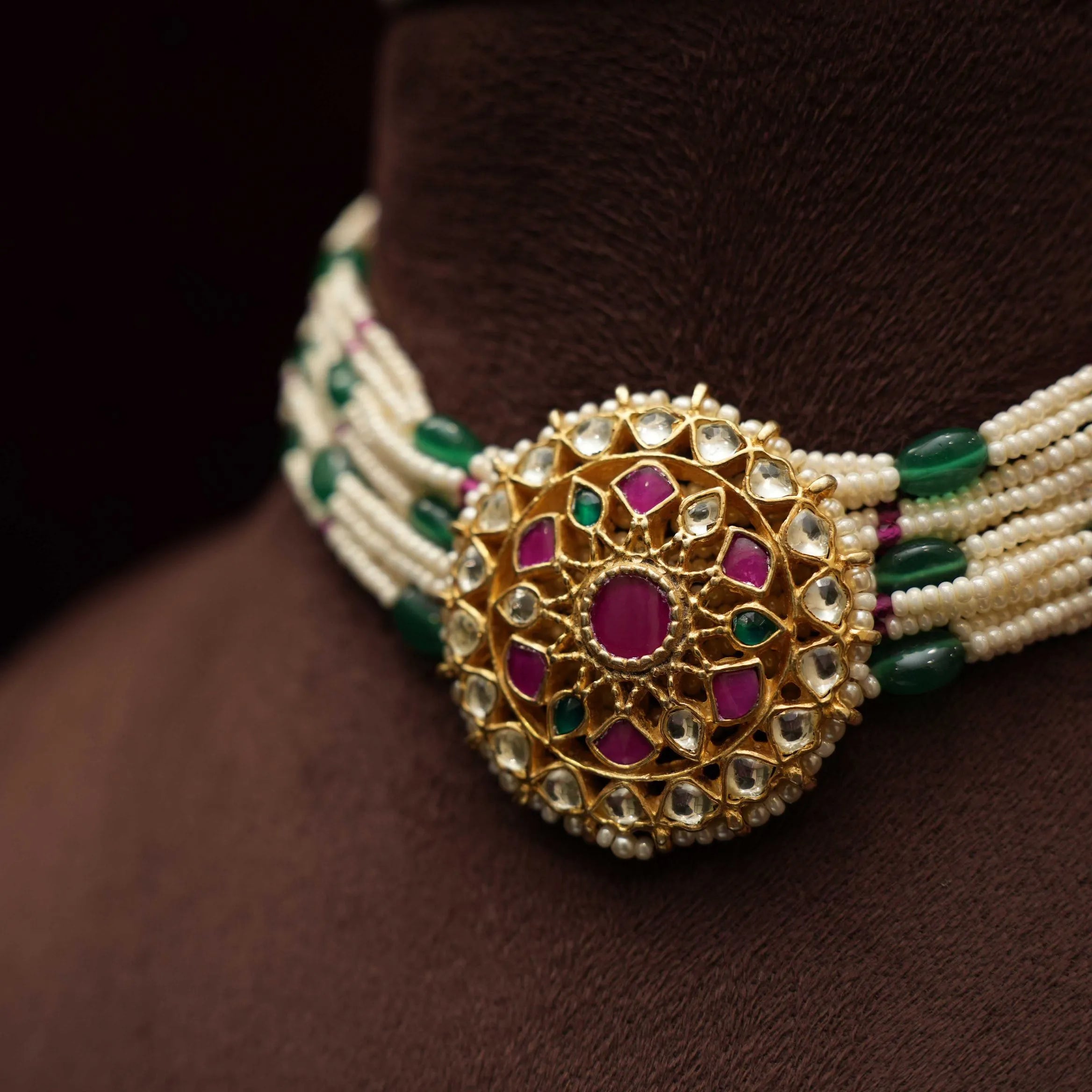 Greesha Pearl Polki Choker