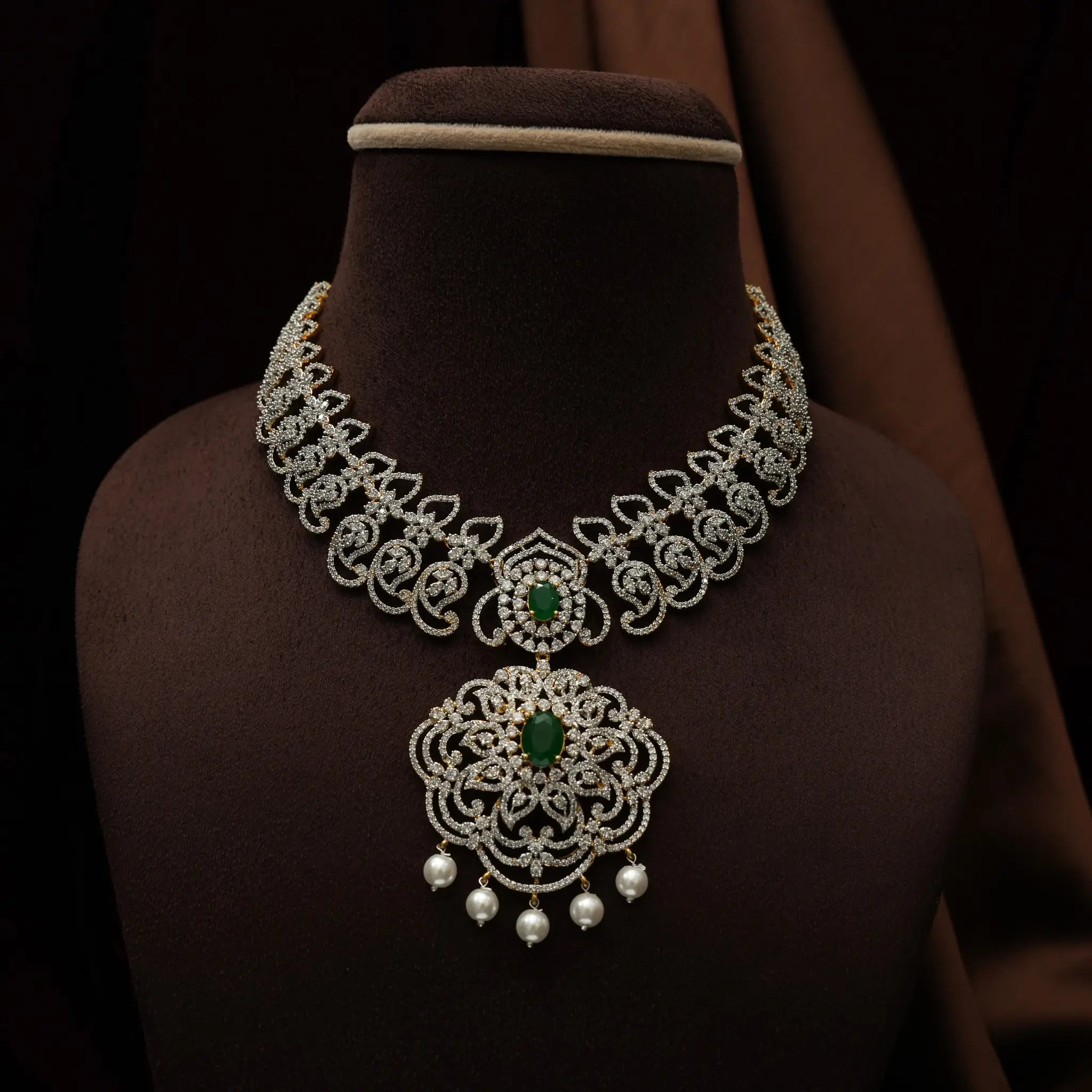 Haniya Zircon Necklace - Green