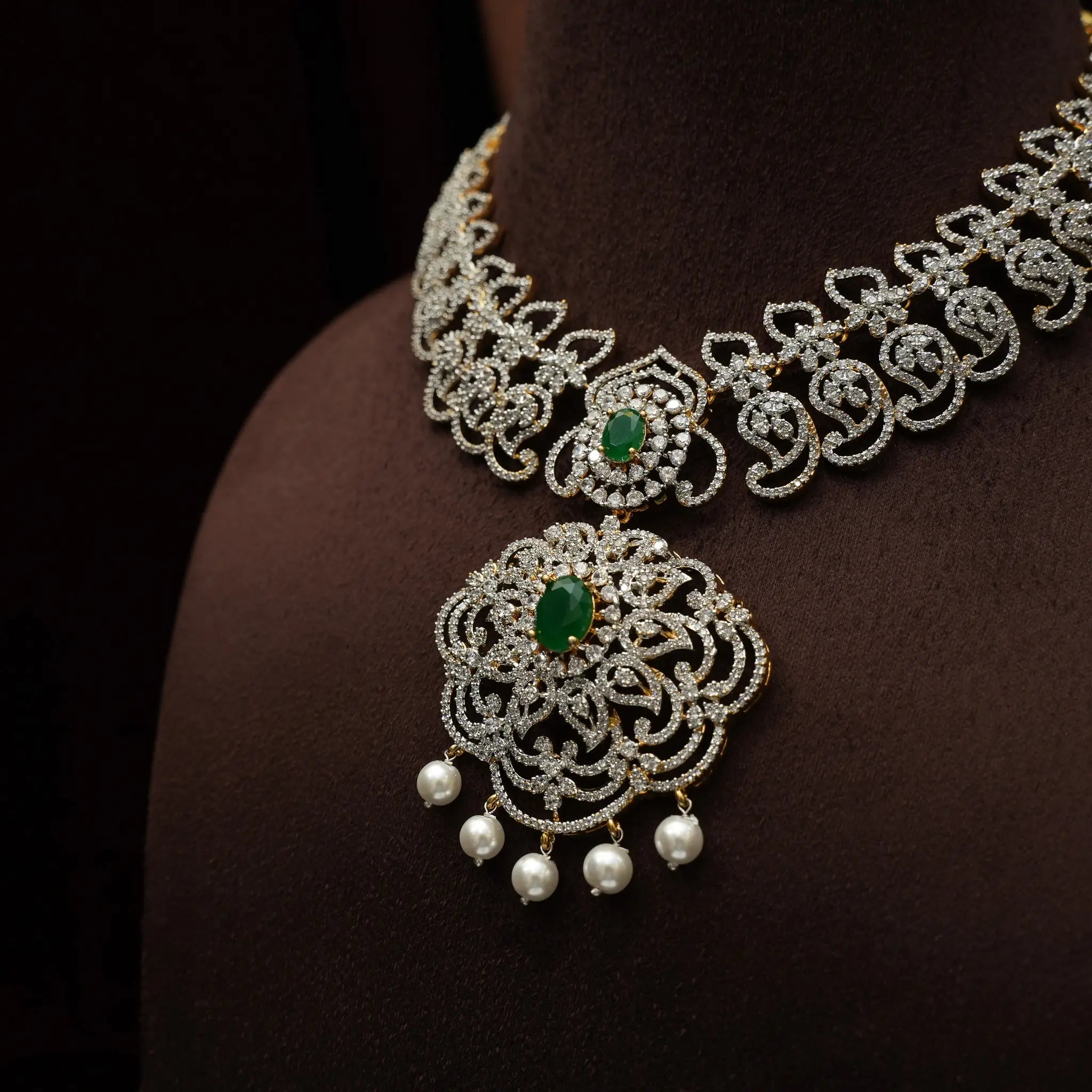 Haniya Zircon Necklace - Green