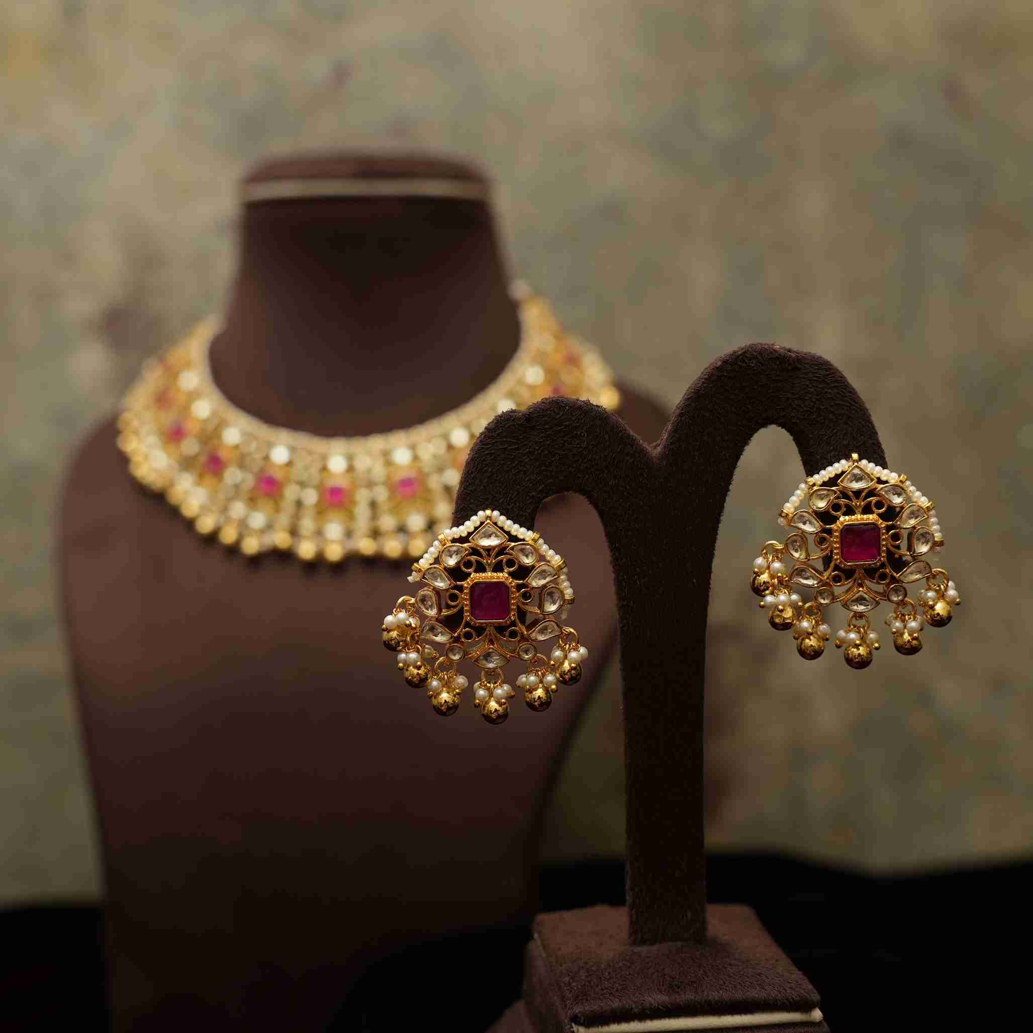 Hardvi Polki Necklace - Pink