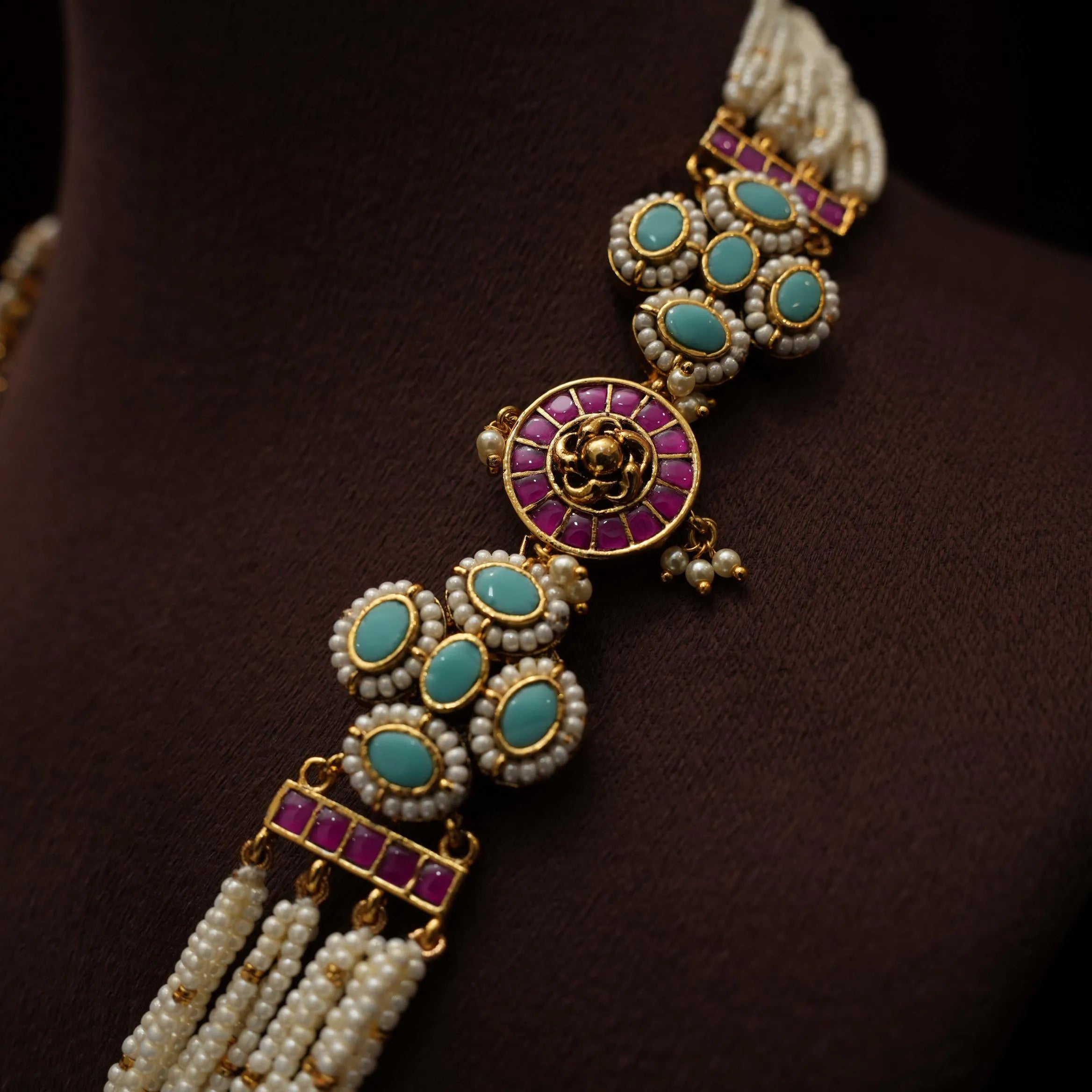 Harij Pearl Necklace - Turquoise