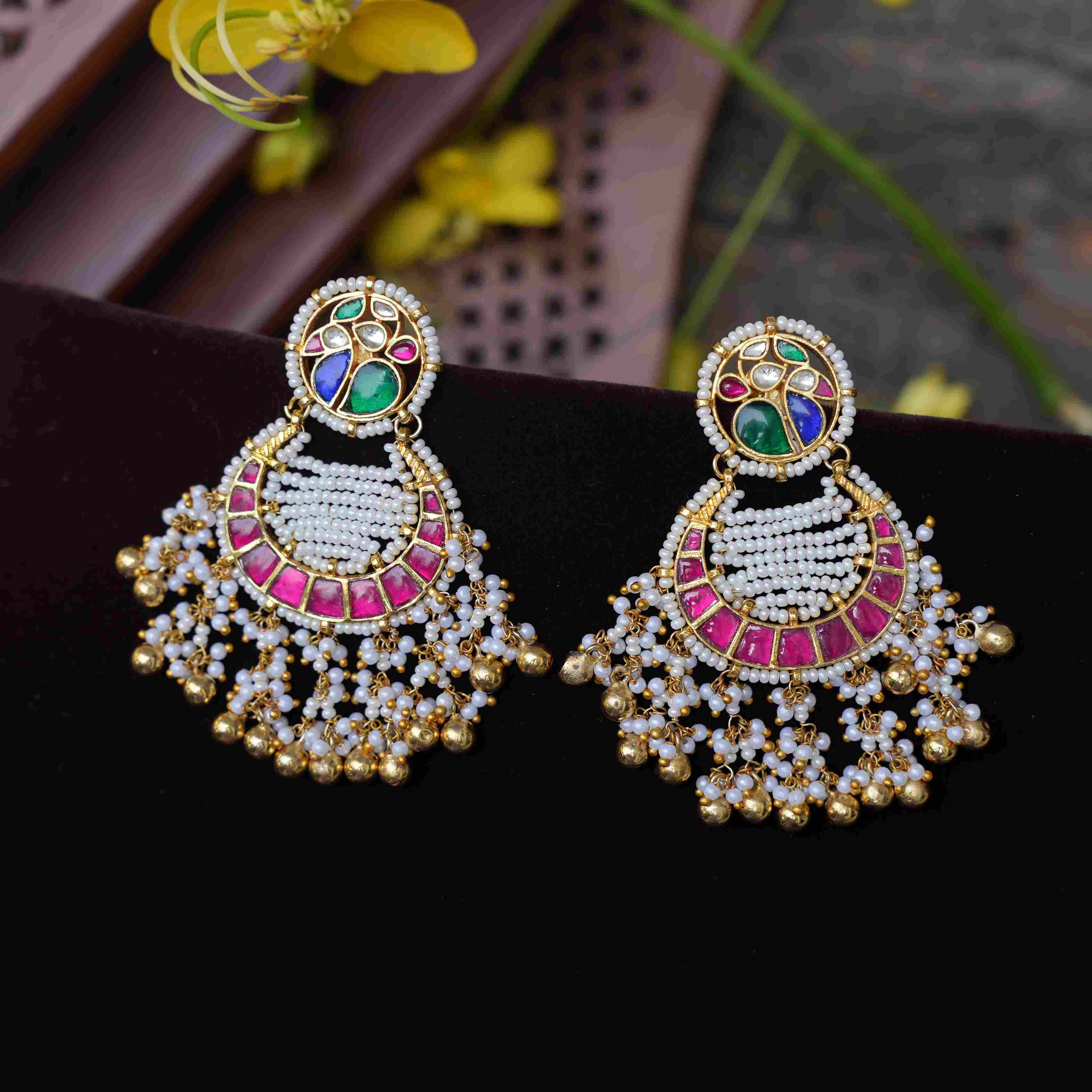 Harita Polki Chandbali Earrings