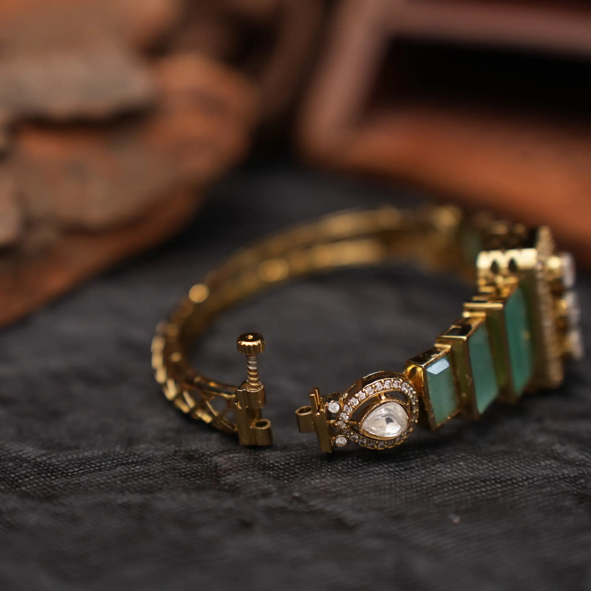 Harita Victorian Polki Bracelet - Sea Green