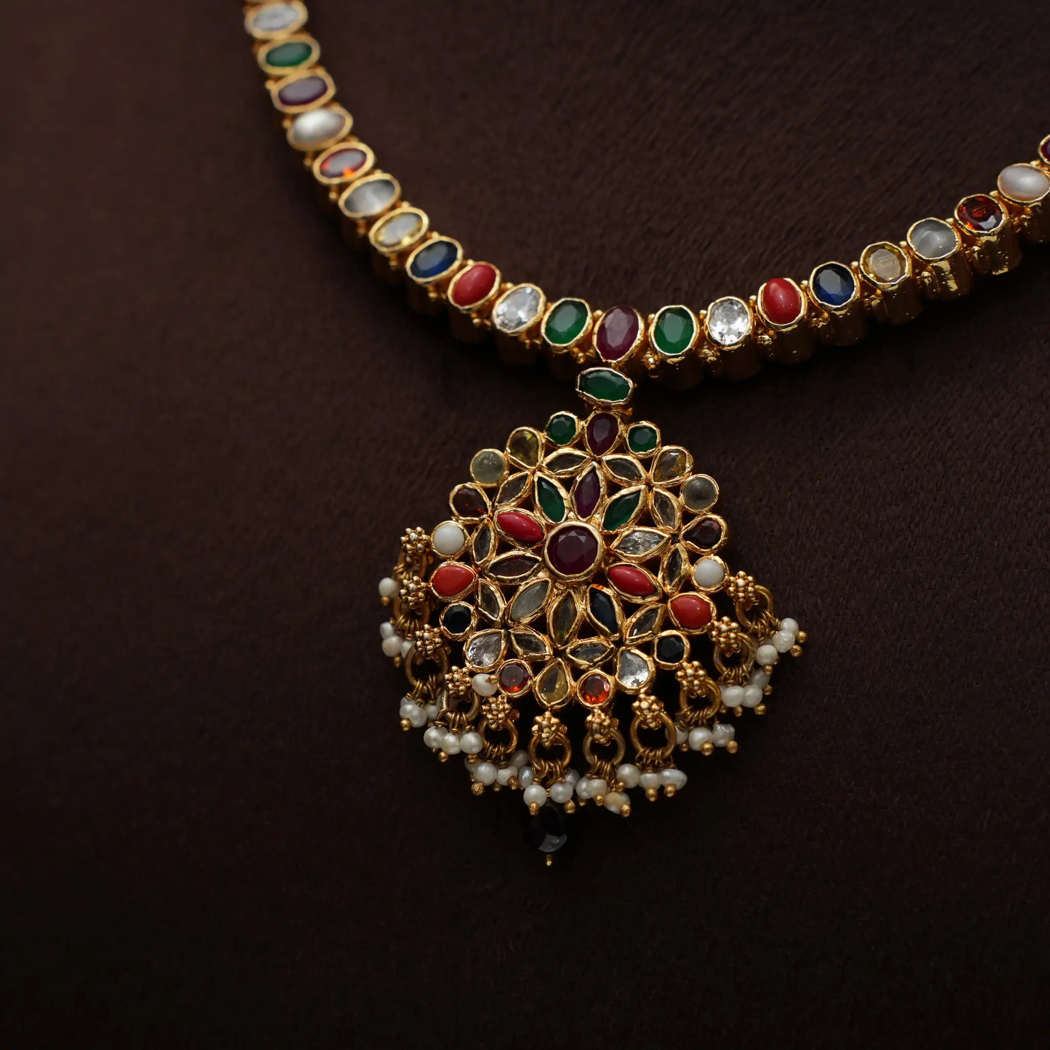 Harshali Silver Reversible Necklace