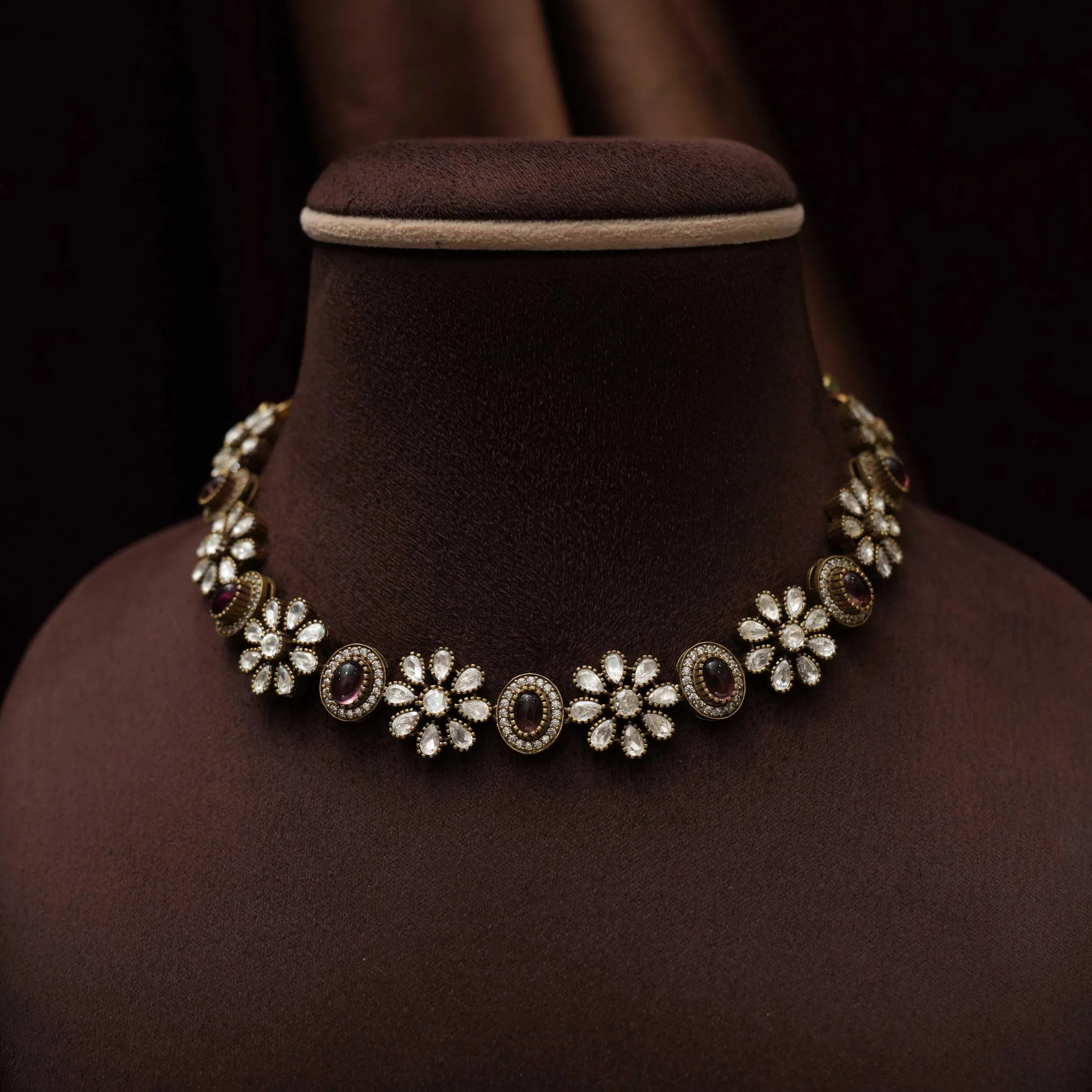 Haruni Victorian Kundan Necklace - Purple