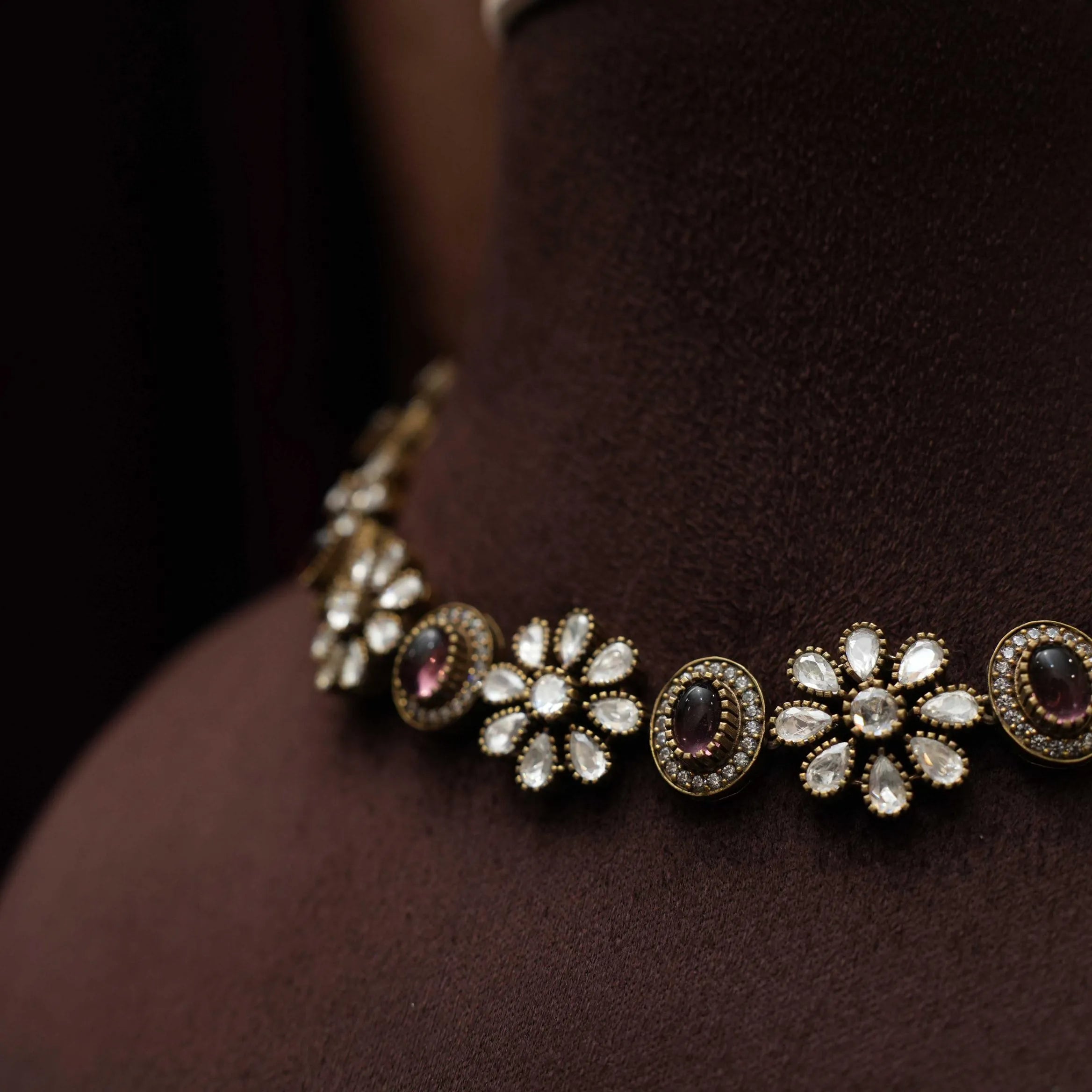 Haruni Victorian Kundan Necklace - Purple