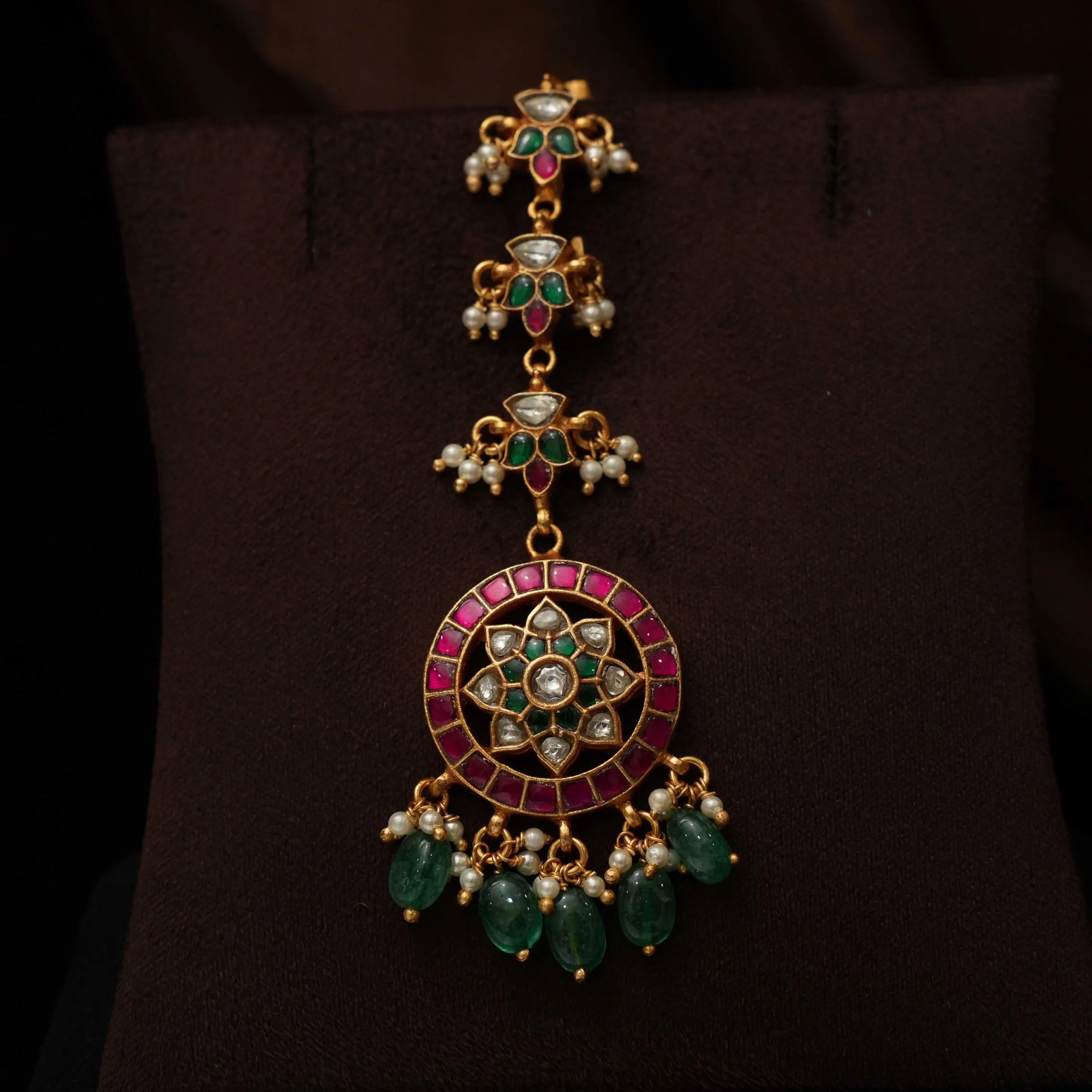 Hathiya Silver Tikka - Red & Green