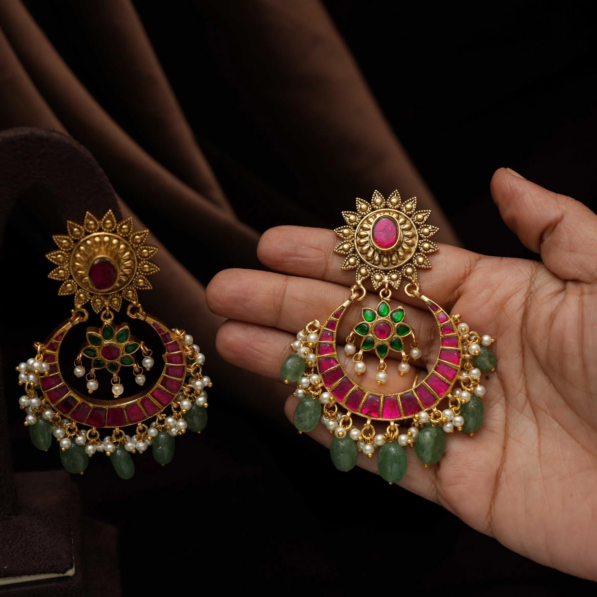 Haya Antique Chandbali Earrings