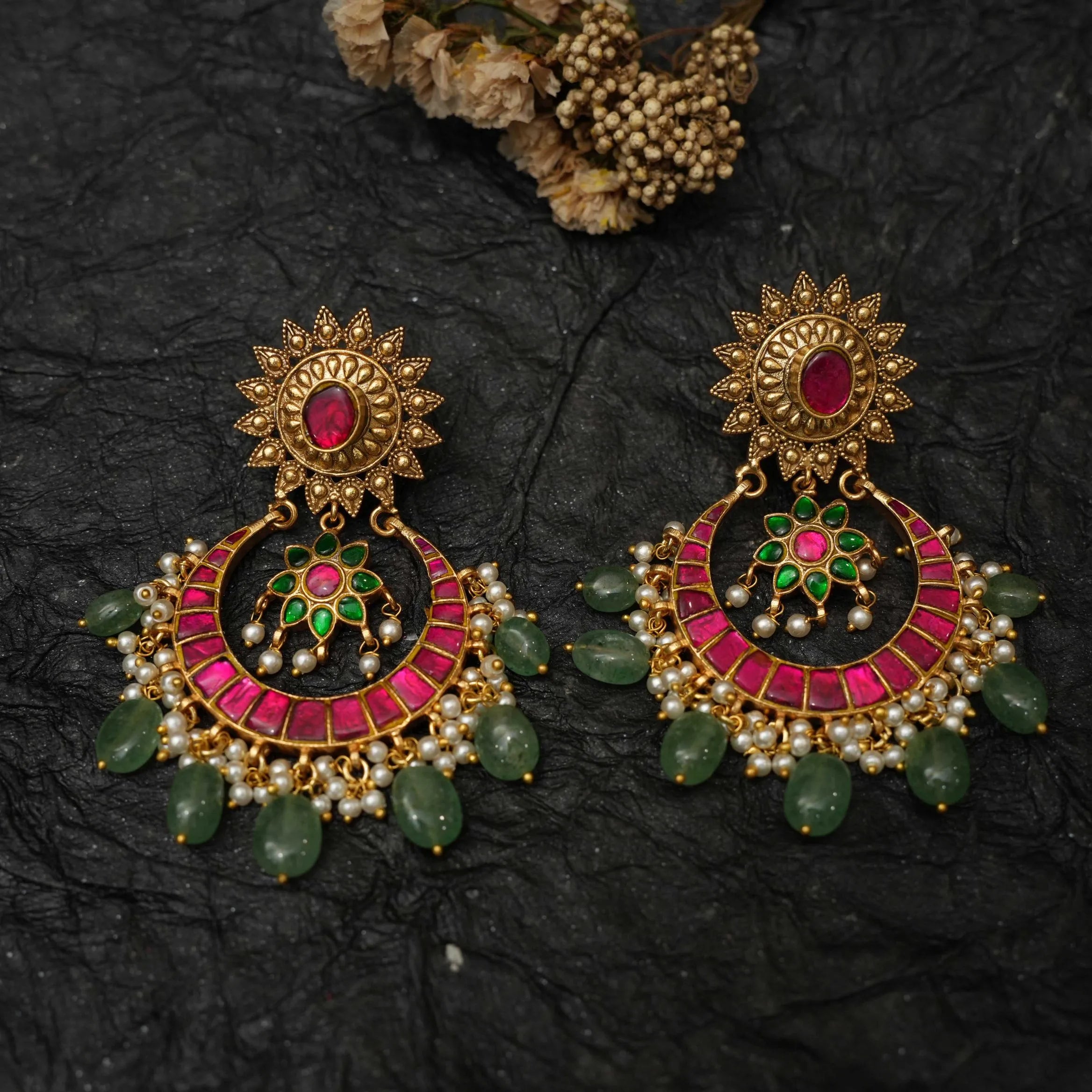 Haya Antique Chandbali Earrings