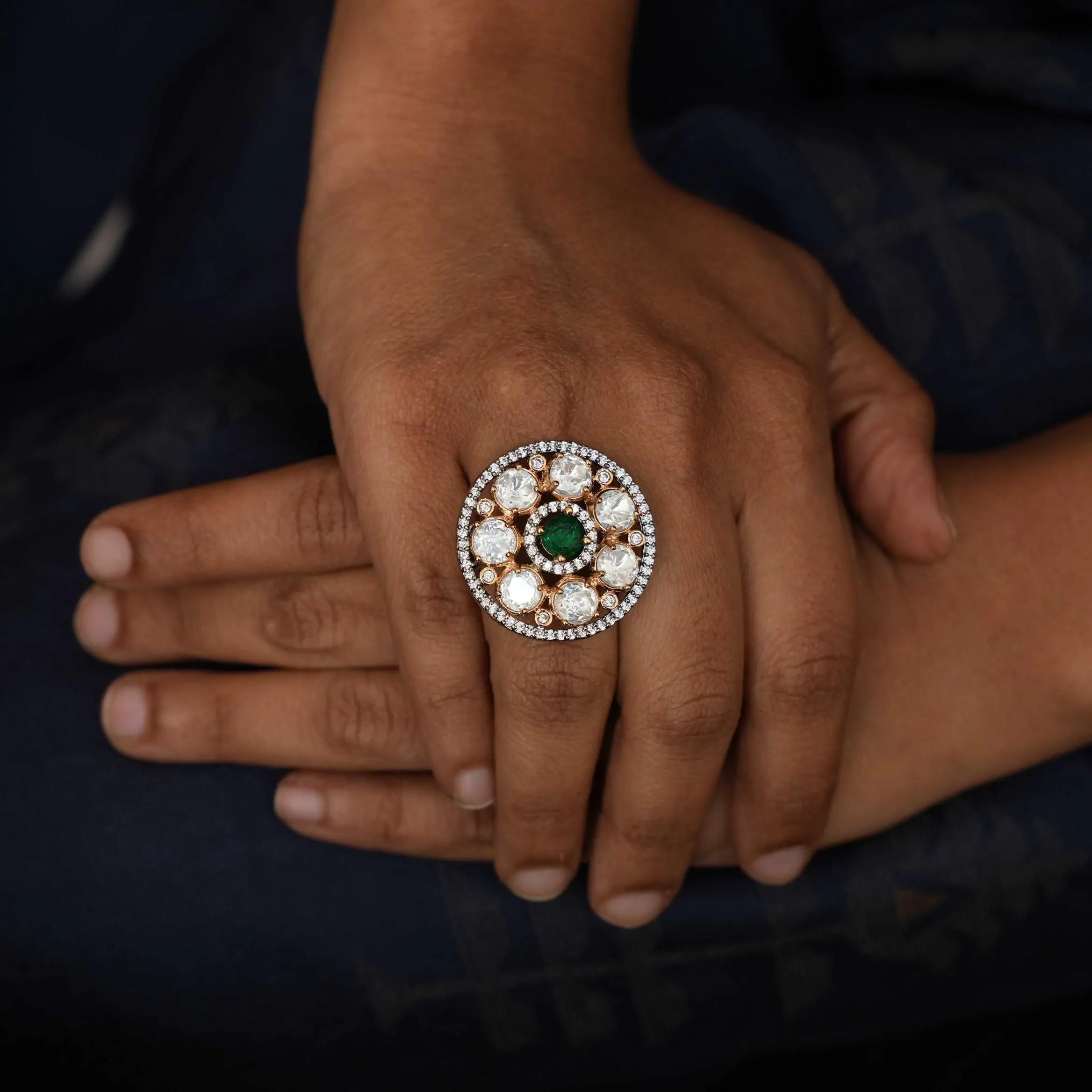 Heena Victorian Ring - Green