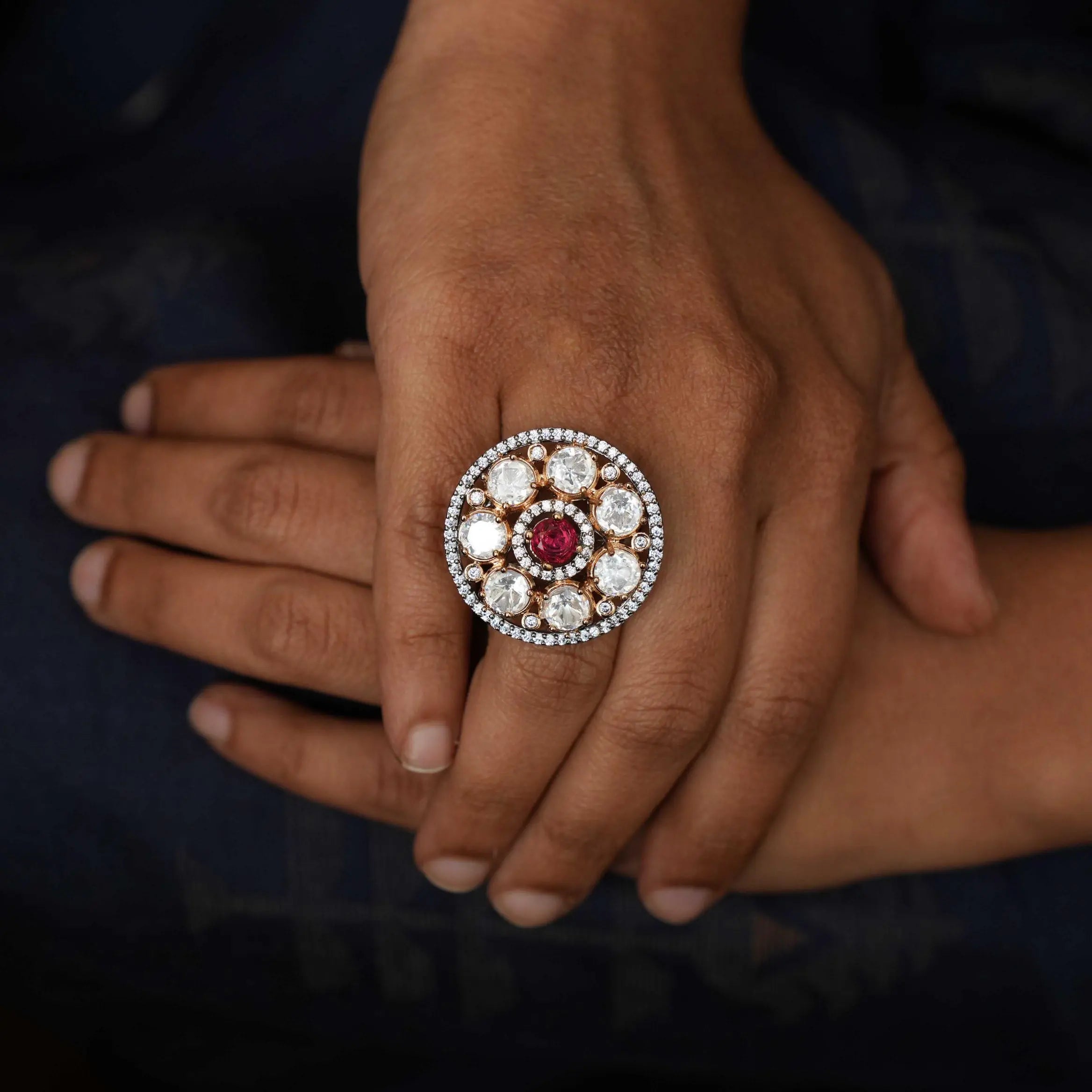 Heena Victorian Ring - Red