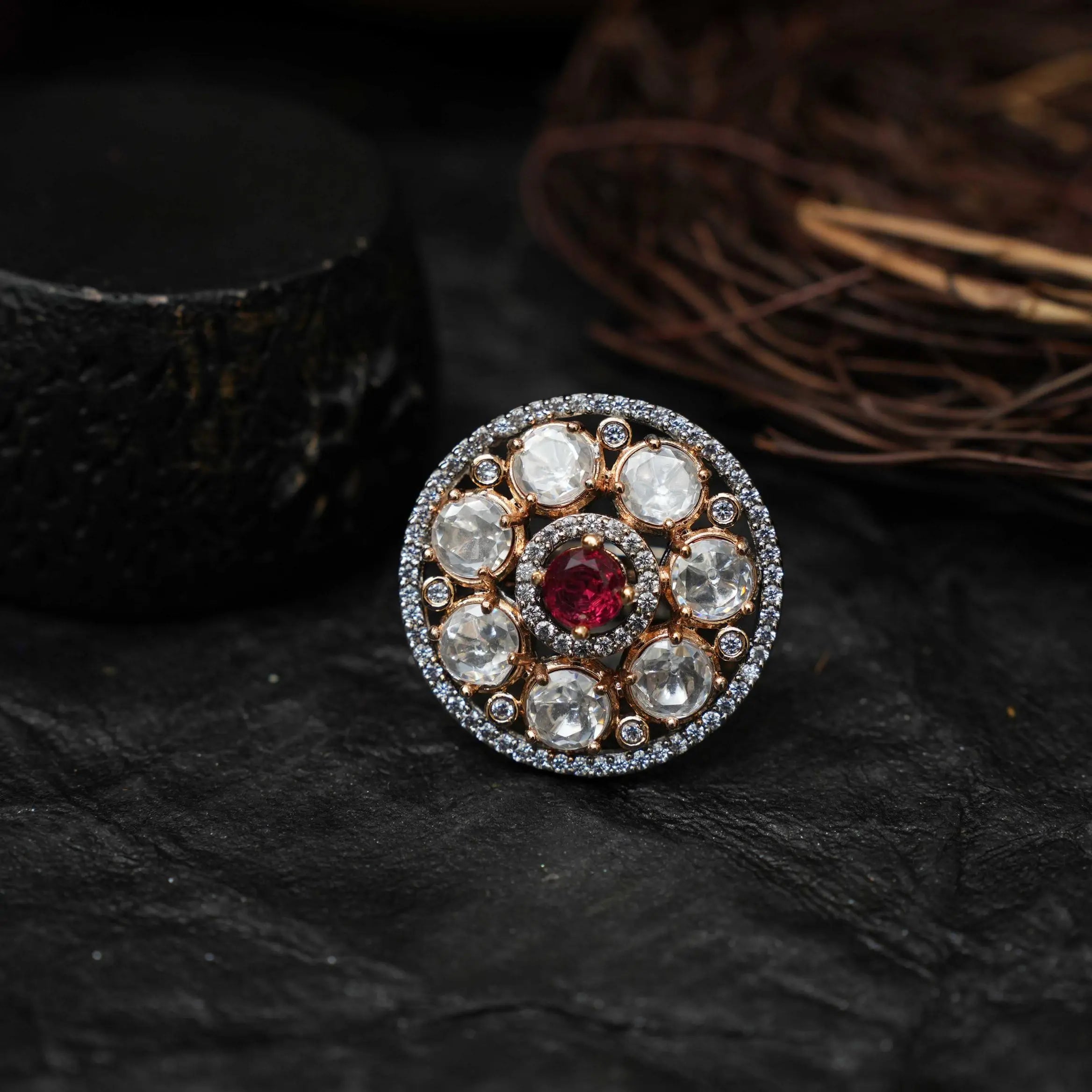 Heena Victorian Ring - Red