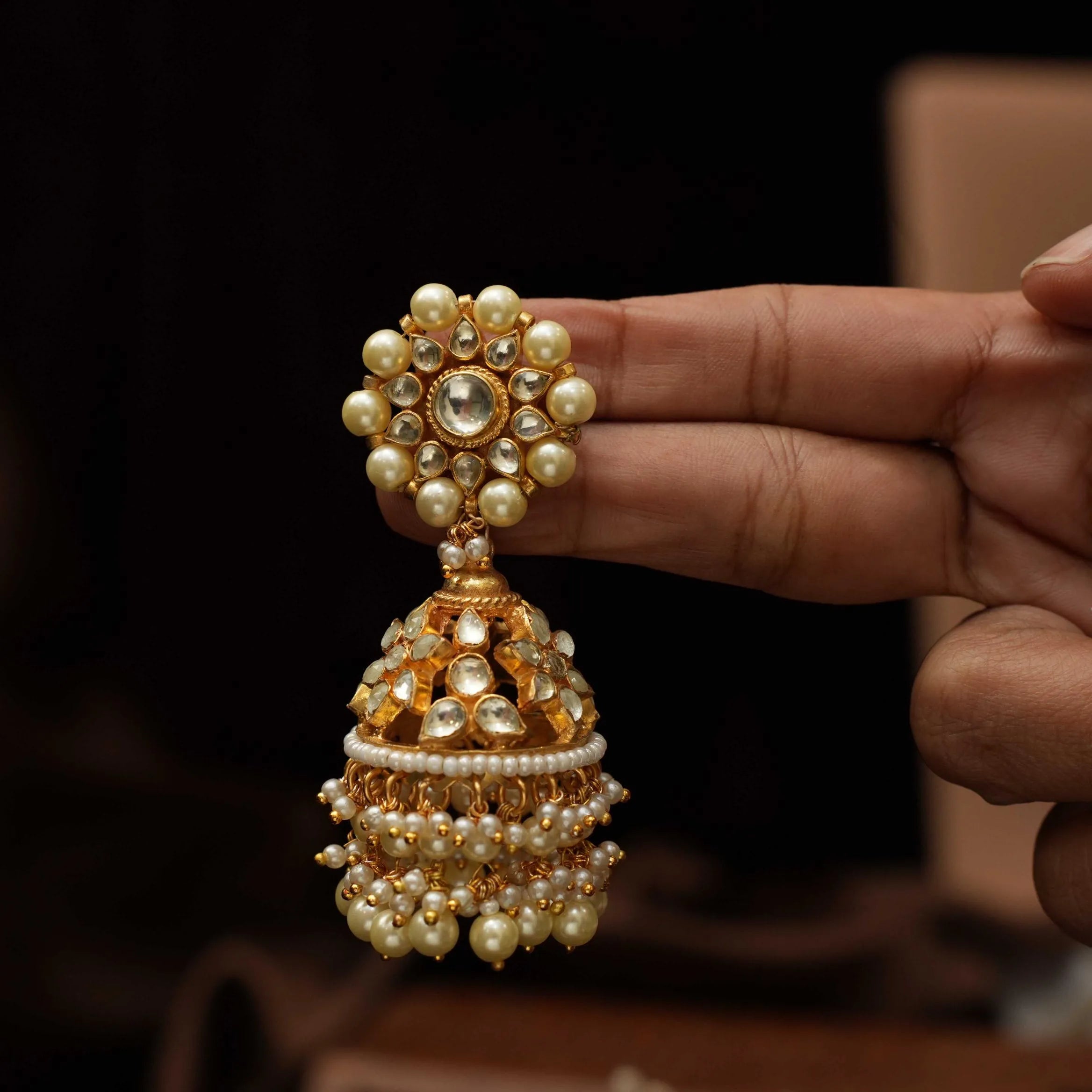 Heera Polki Jhumka Earrings