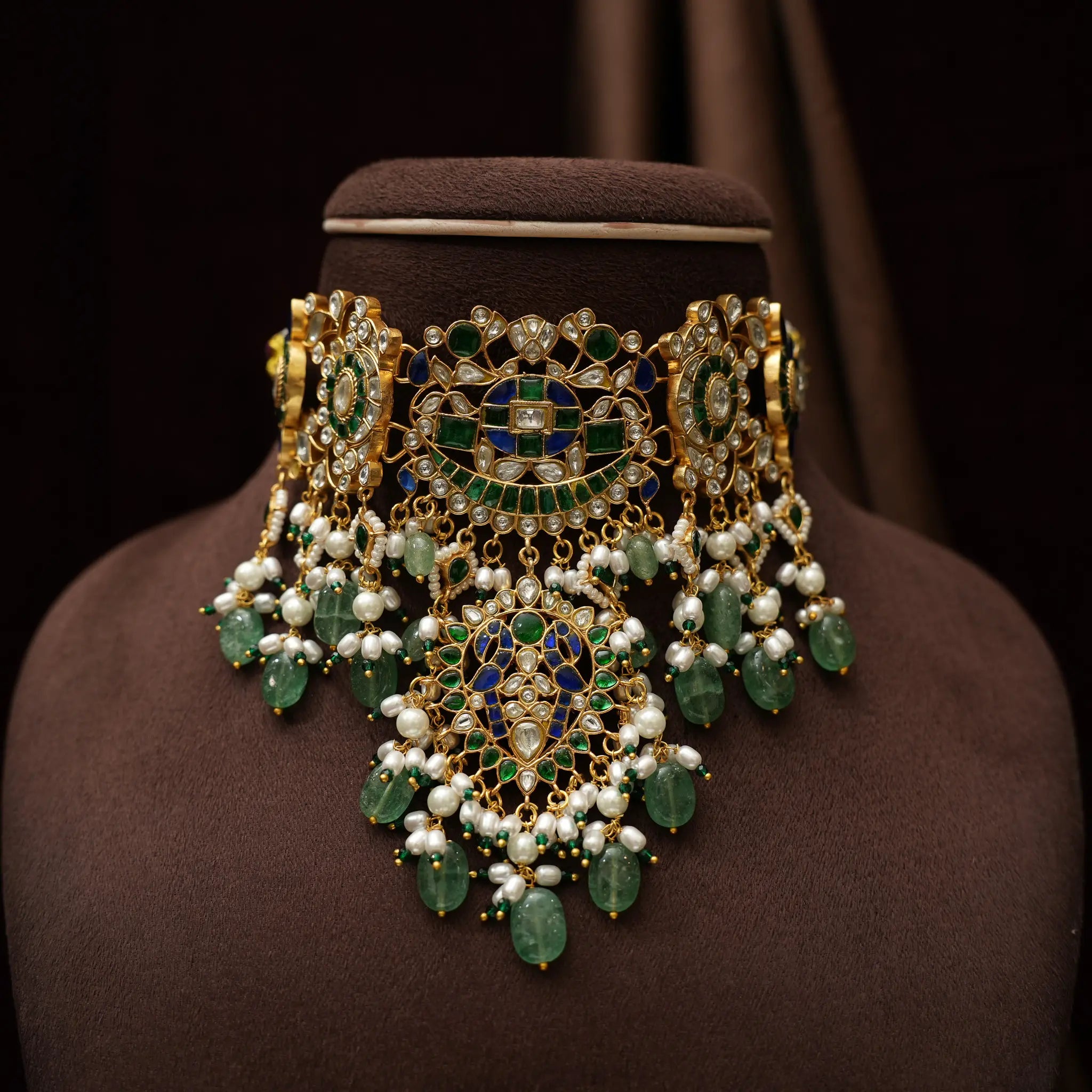 Hemadri Polki Choker - Blue