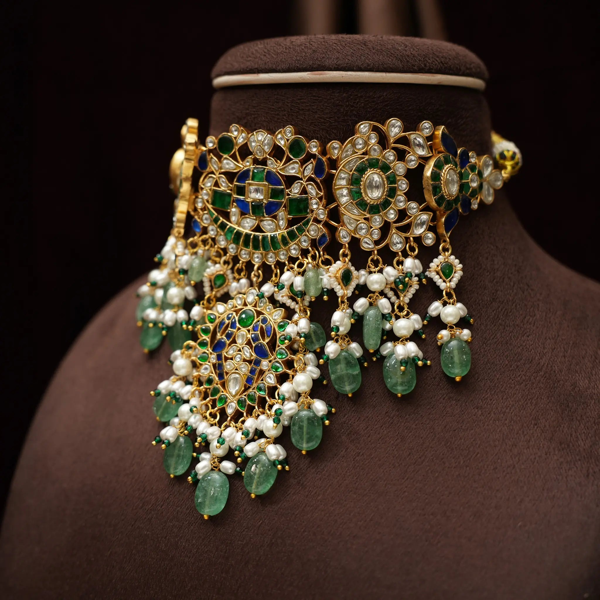 Hemadri Polki Choker - Blue