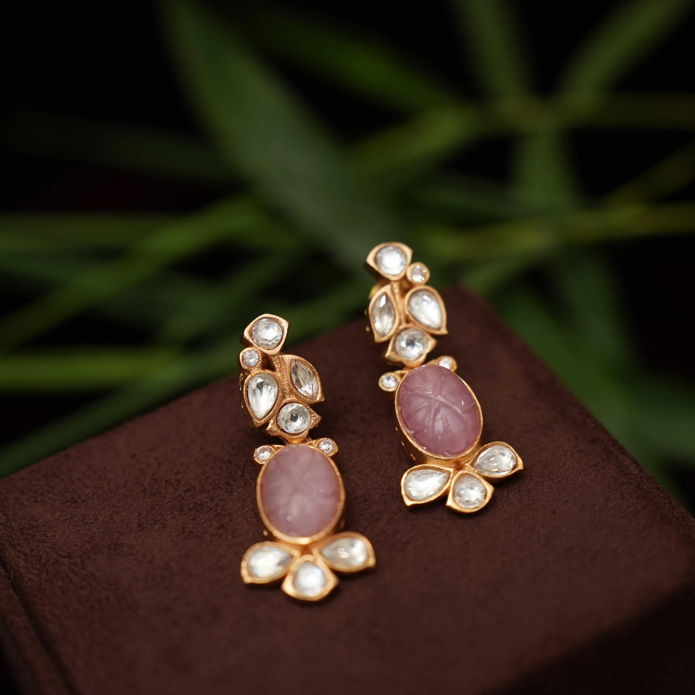 Heshika Polki Necklace - Pink - Rimli Boutique