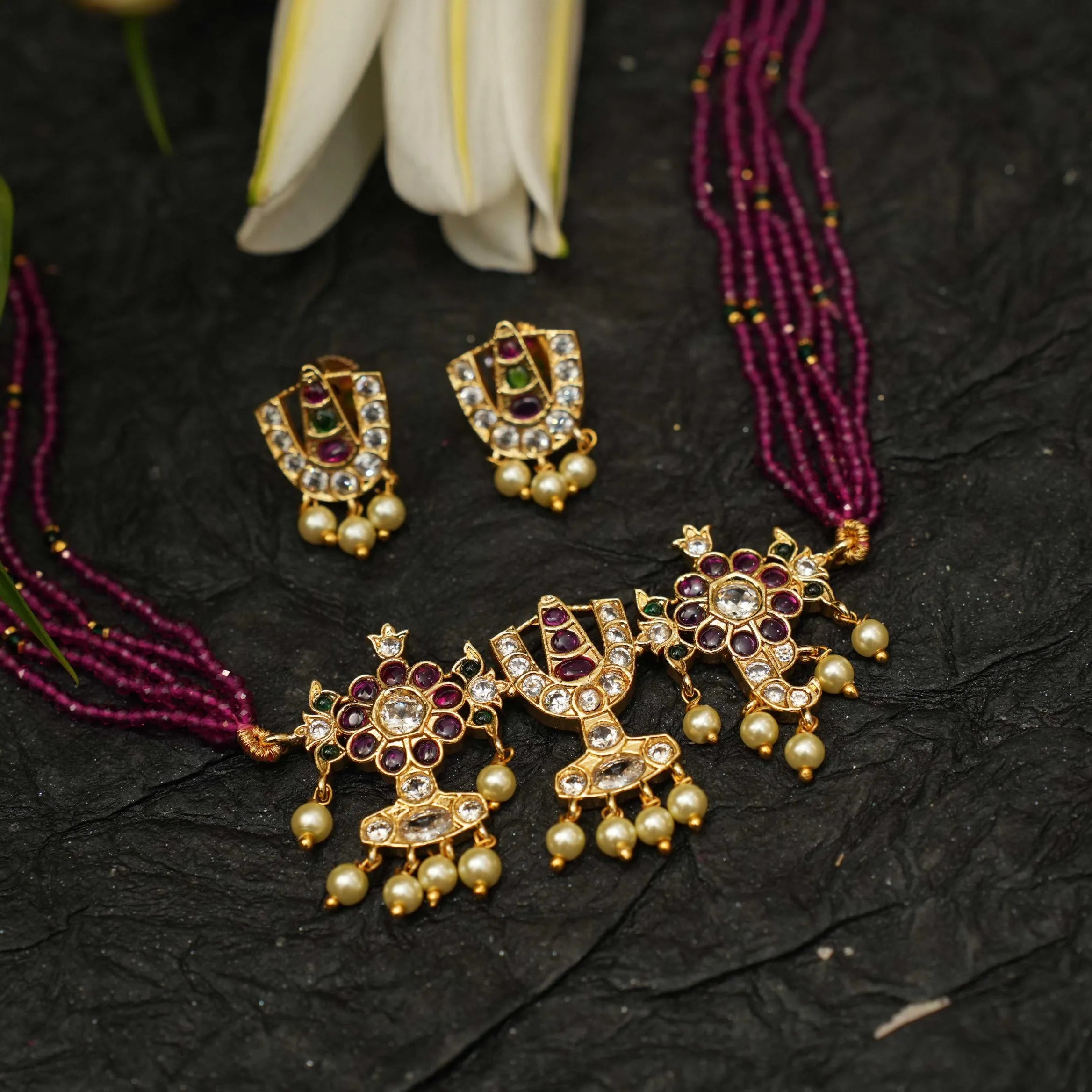 Hetal Traditional Necklace - Pink