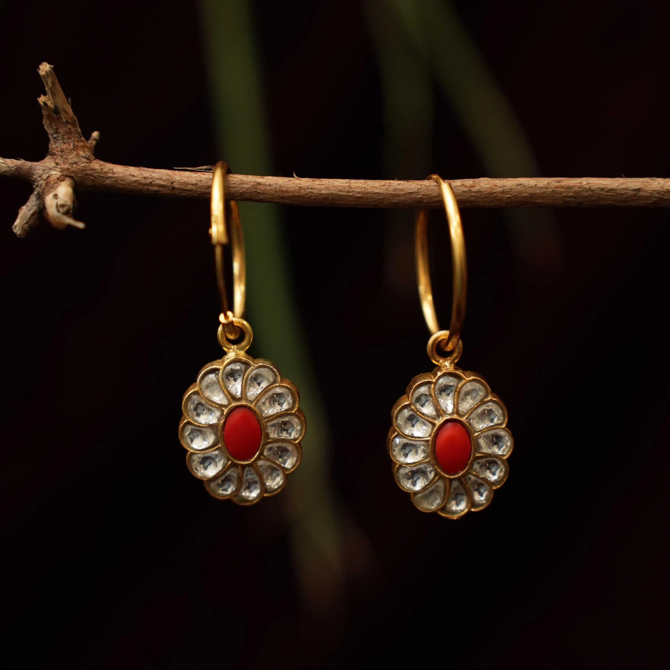 Hetvi Mini Silver Bali Earrings - White - Rimli Boutique