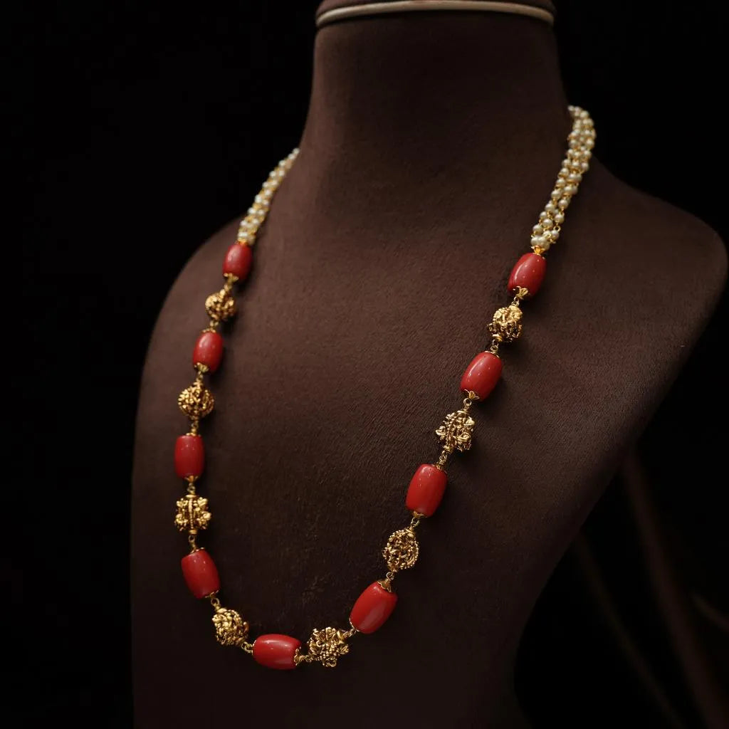 Himani Beaded Coral Necklace