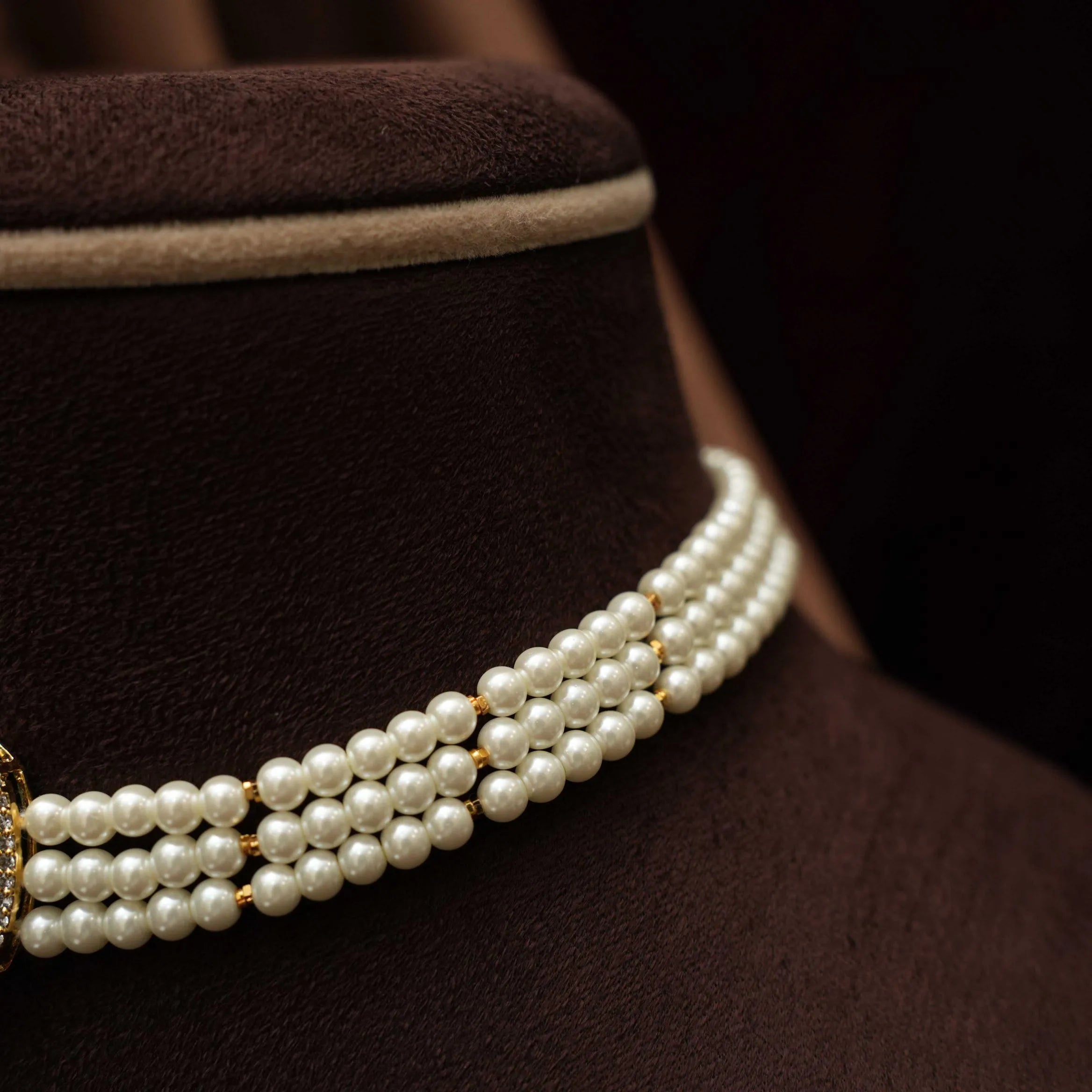 Himani Beaded Pearl Choker - Aqua Blue