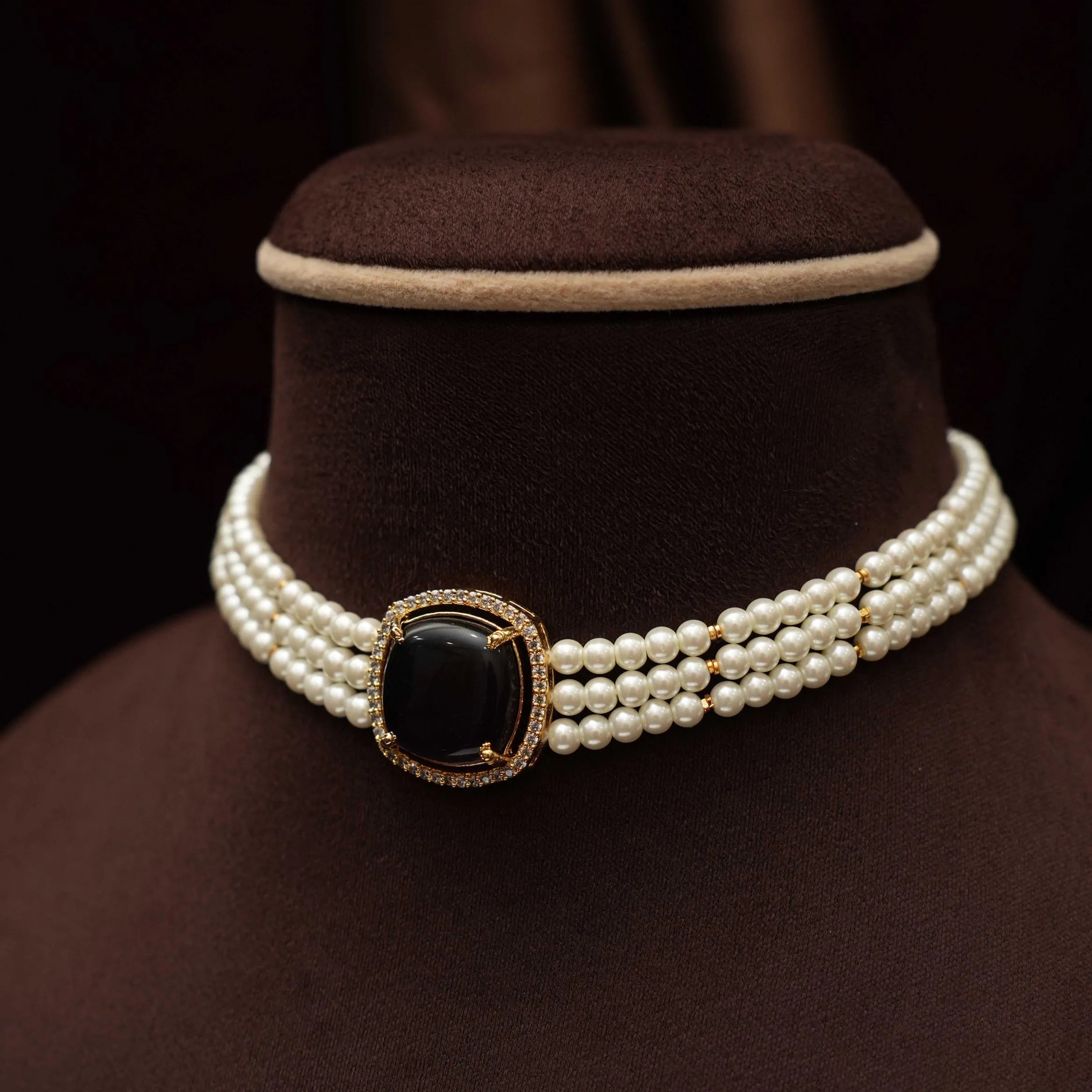 Himani Beaded Pearl Choker - Purple