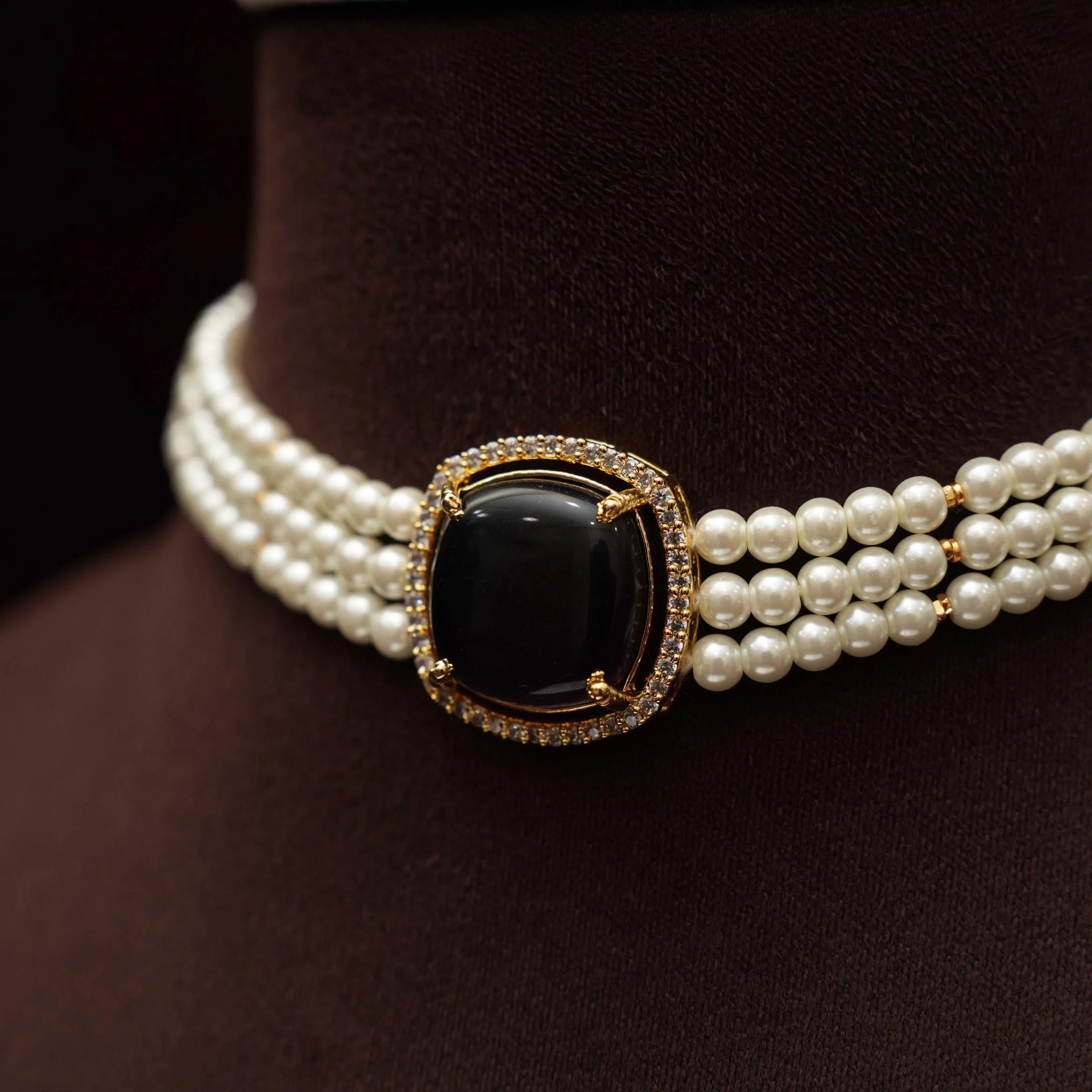 Himani Beaded Pearl Choker - Purple