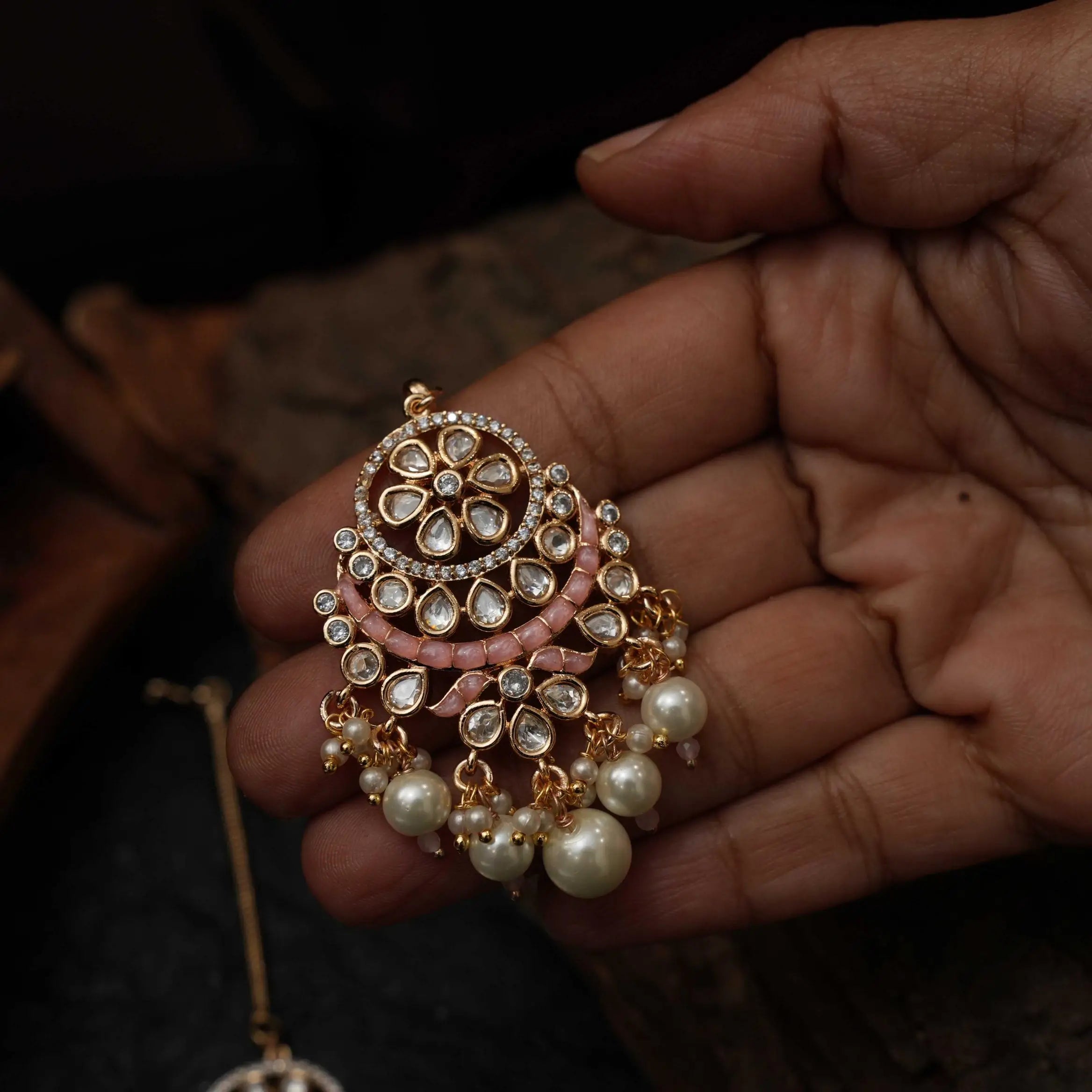 Himani Polki Tikka - Pastel Pink