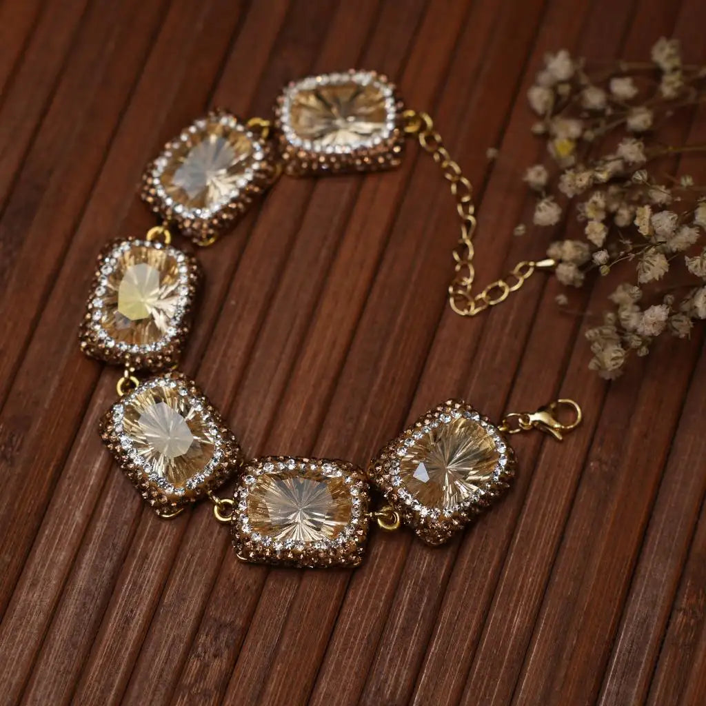 Hiranya Zircon Bracelet - Champagne Gold