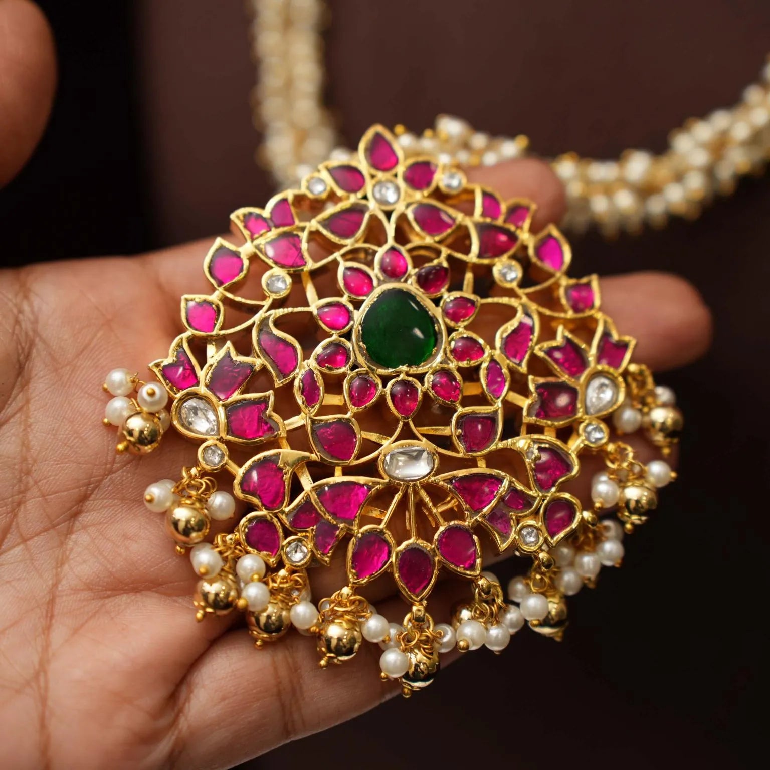 Hirva Pearl Polki Necklace - Rimli Boutique