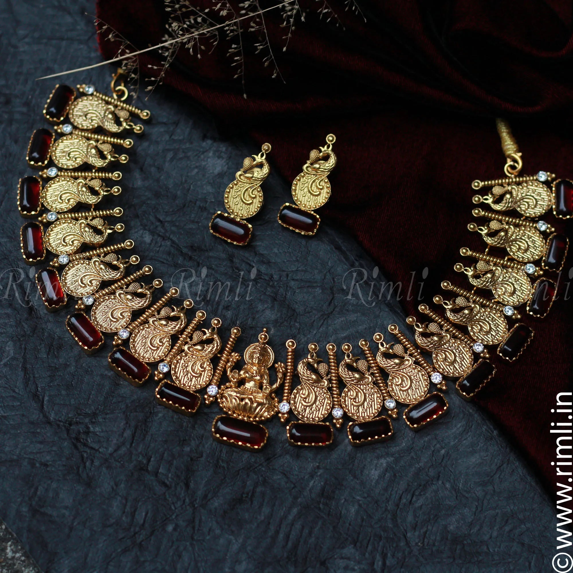 Ahana Peacock Garnet Necklace