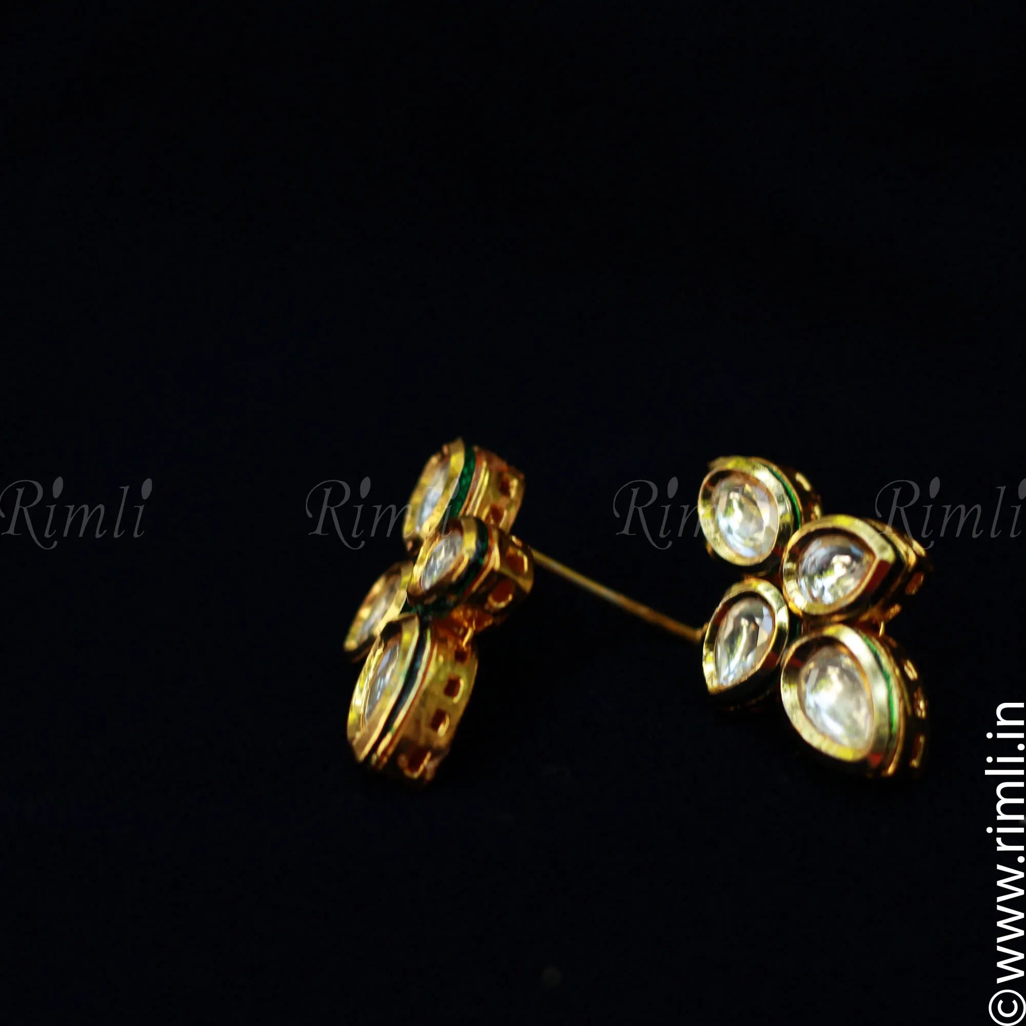 Ethnic Kundan Earrings - Clover Shape - Rimli Boutique