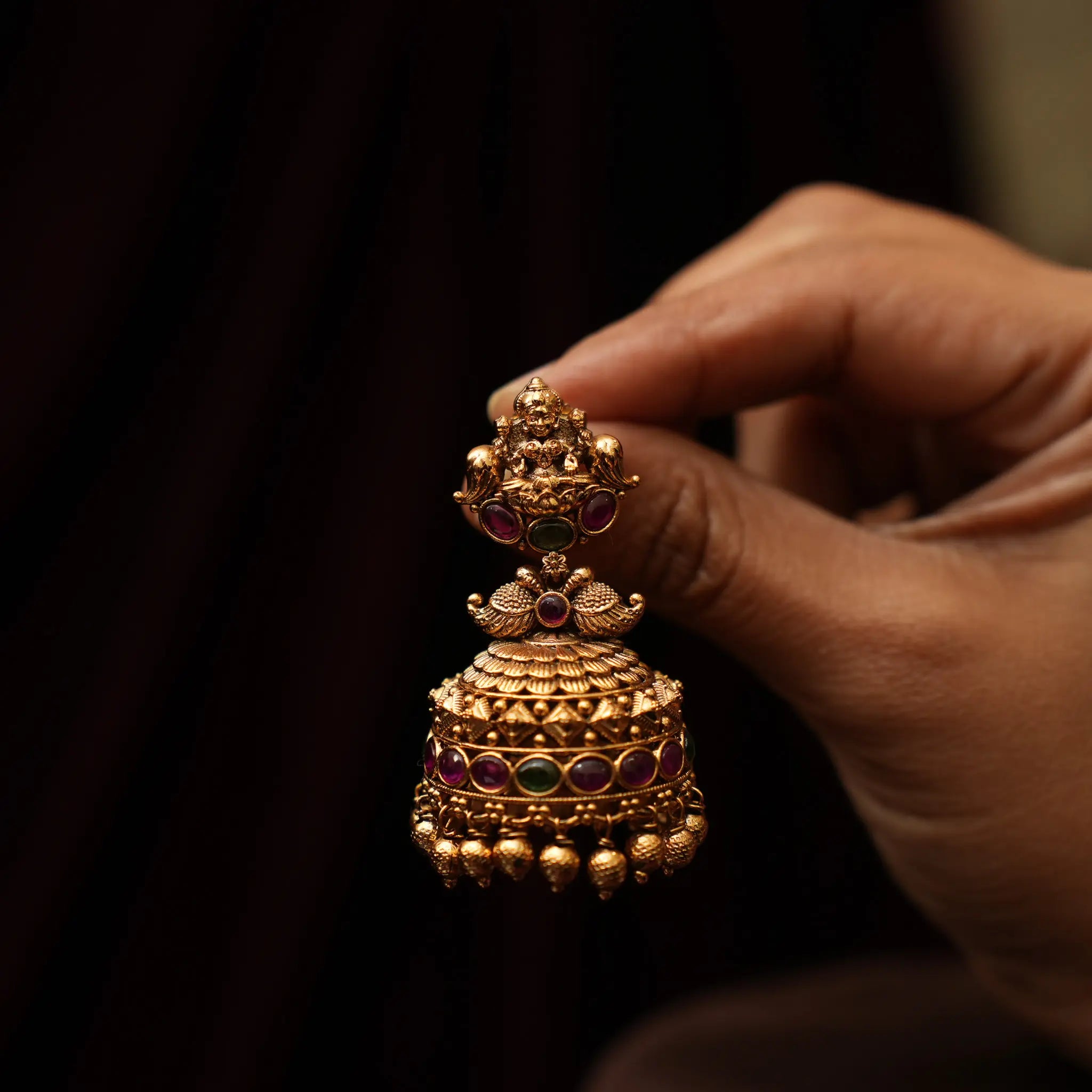 Idhika Antique Jhumka Earrings