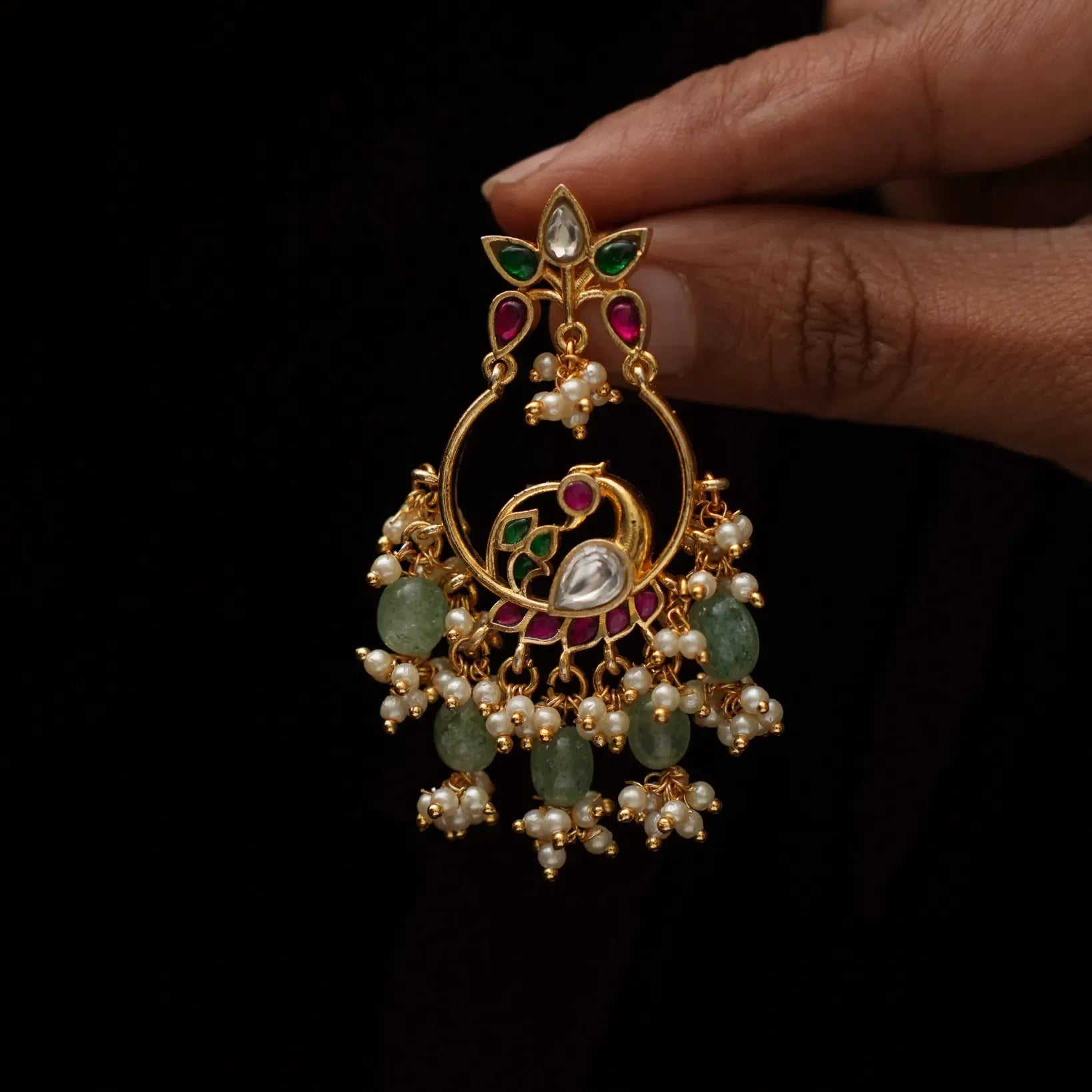 Inara Polki Chandbali Earrings