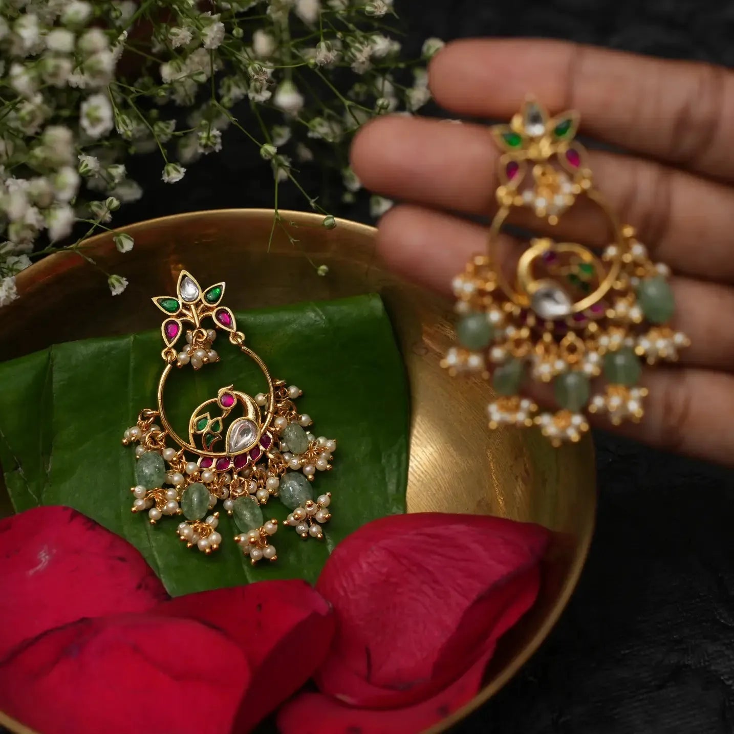 Inara Polki Chandbali Earrings